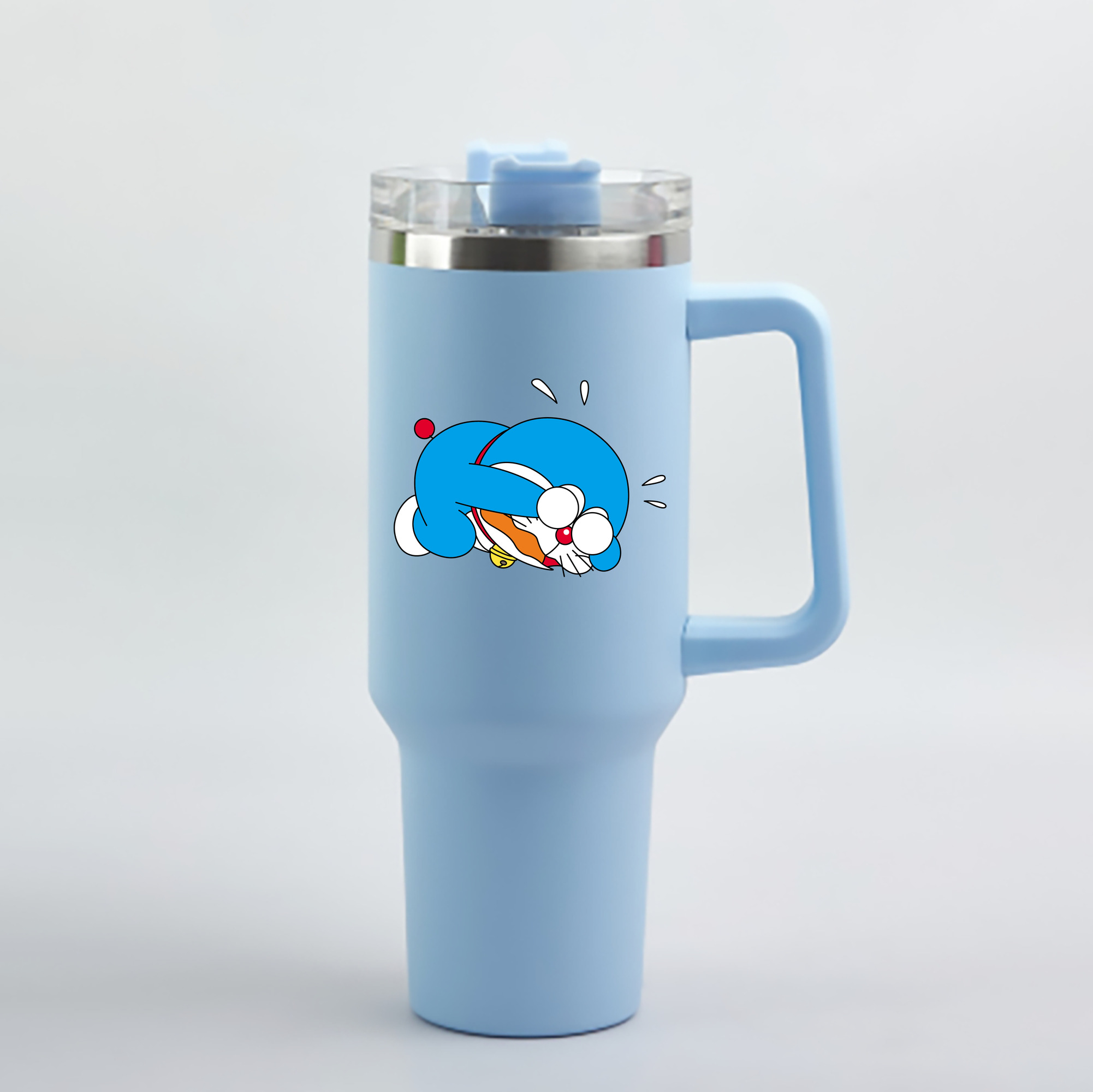 （画像用） ドラえもん Doraemon 1200mL車用タンブラー - クリスタルステッカー（プラスチックストロー付き）