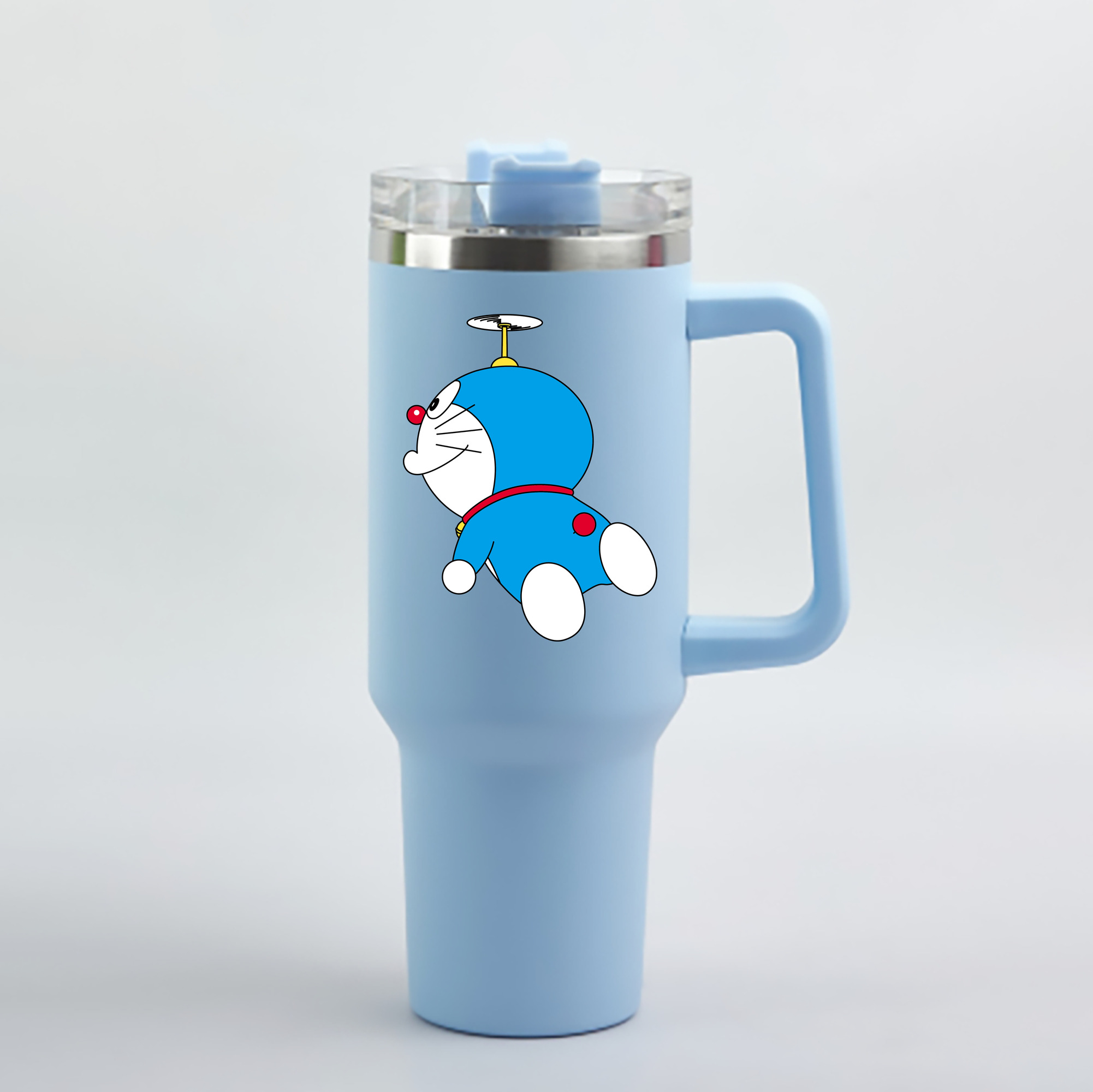 （画像用） ドラえもん Doraemon 1200mL車用タンブラー - クリスタルステッカー（プラスチックストロー付き）
