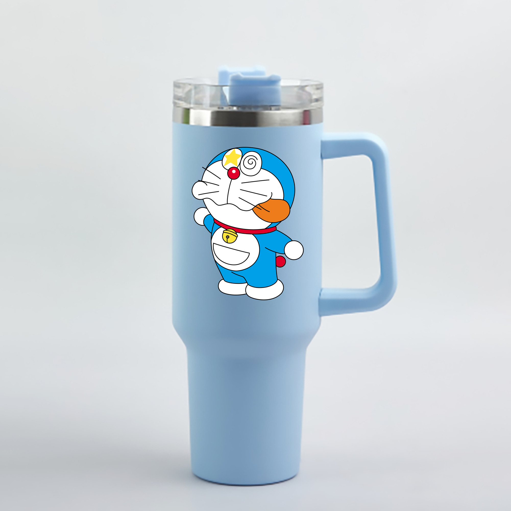 （画像用） ドラえもん Doraemon 1200mL車用タンブラー - クリスタルステッカー（プラスチックストロー付き）