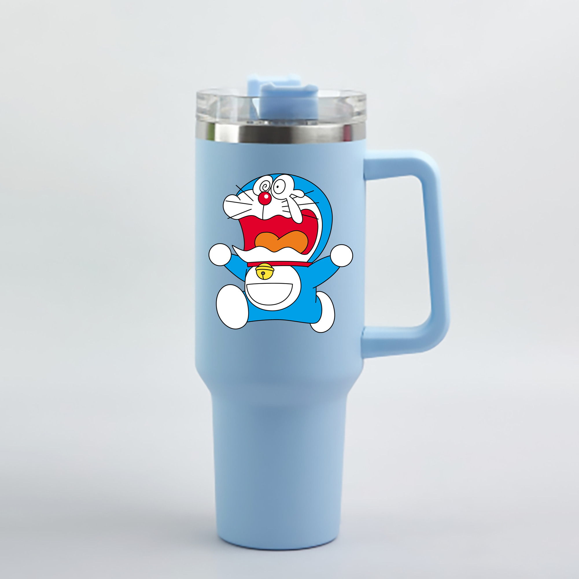 （画像用） ドラえもん Doraemon 1200mL車用タンブラー - クリスタルステッカー（プラスチックストロー付き）