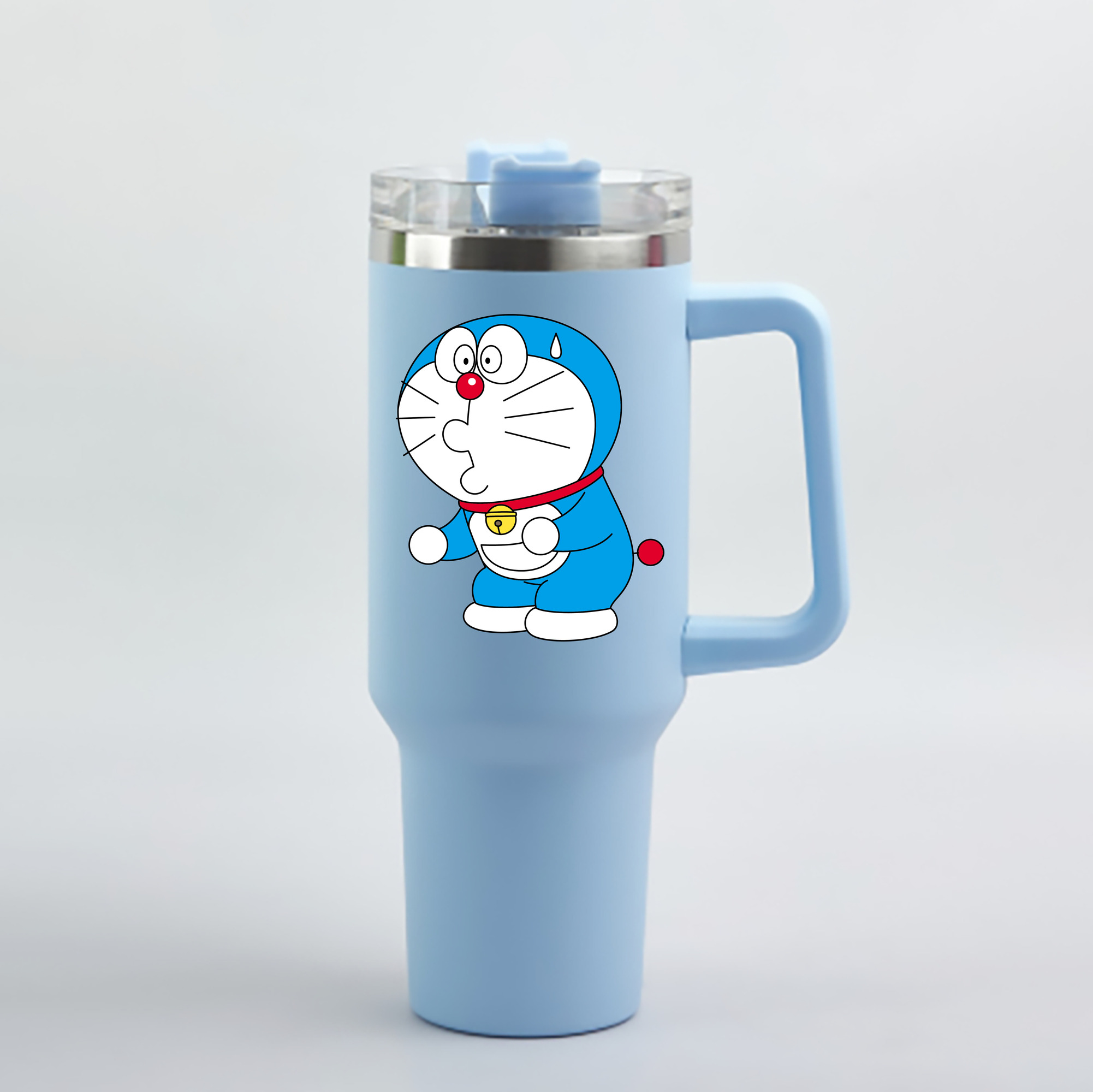 （画像用） ドラえもん Doraemon 1200mL車用タンブラー - クリスタルステッカー（プラスチックストロー付き）