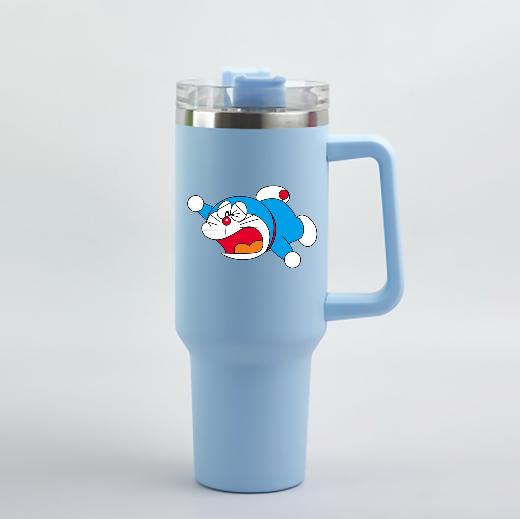 （画像用） ドラえもん Doraemon 1200mL車用タンブラー - クリスタルステッカー（プラスチックストロー付き）