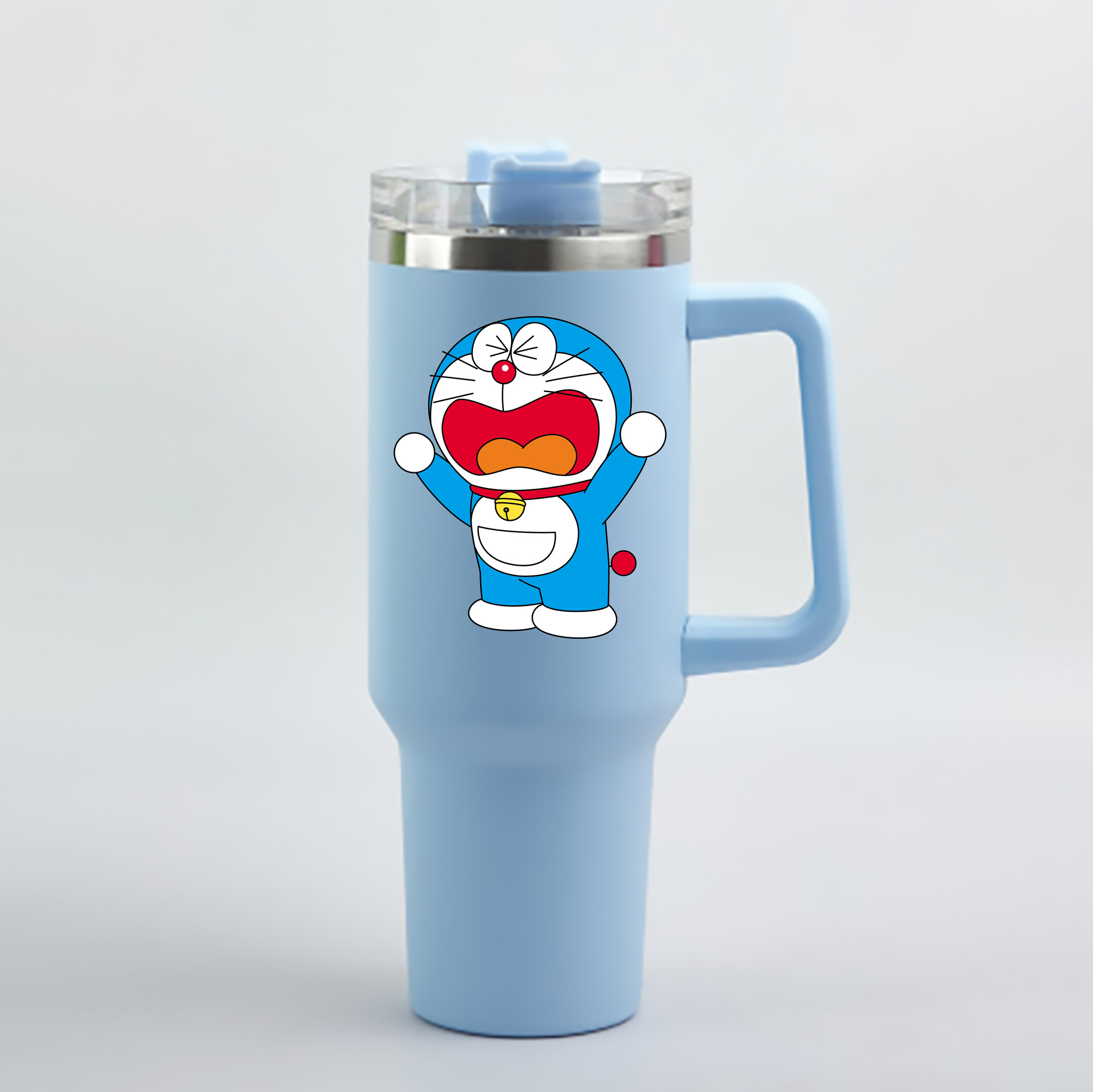 （画像用） ドラえもん Doraemon 1200mL車用タンブラー - クリスタルステッカー（プラスチックストロー付き）