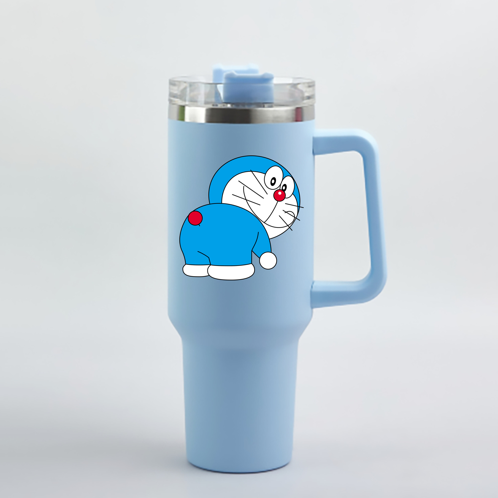 （画像用） ドラえもん Doraemon 1200mL車用タンブラー - クリスタルステッカー（プラスチックストロー付き）