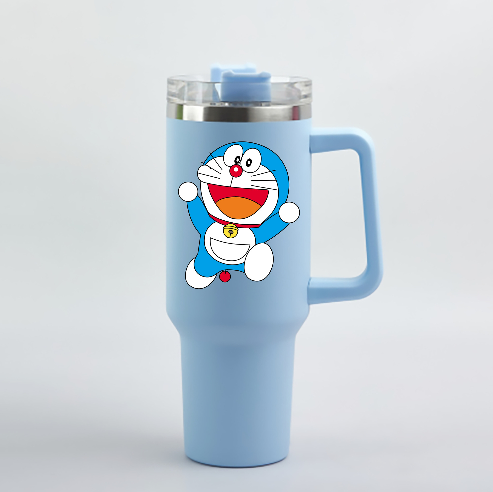 （画像用） ドラえもん Doraemon 1200mL車用タンブラー - クリスタルステッカー（プラスチックストロー付き）