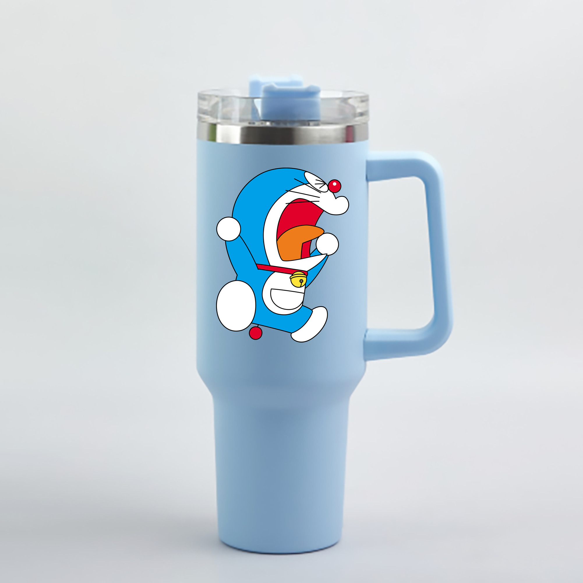 （画像用） ドラえもん Doraemon 1200mL車用タンブラー - クリスタルステッカー（プラスチックストロー付き）