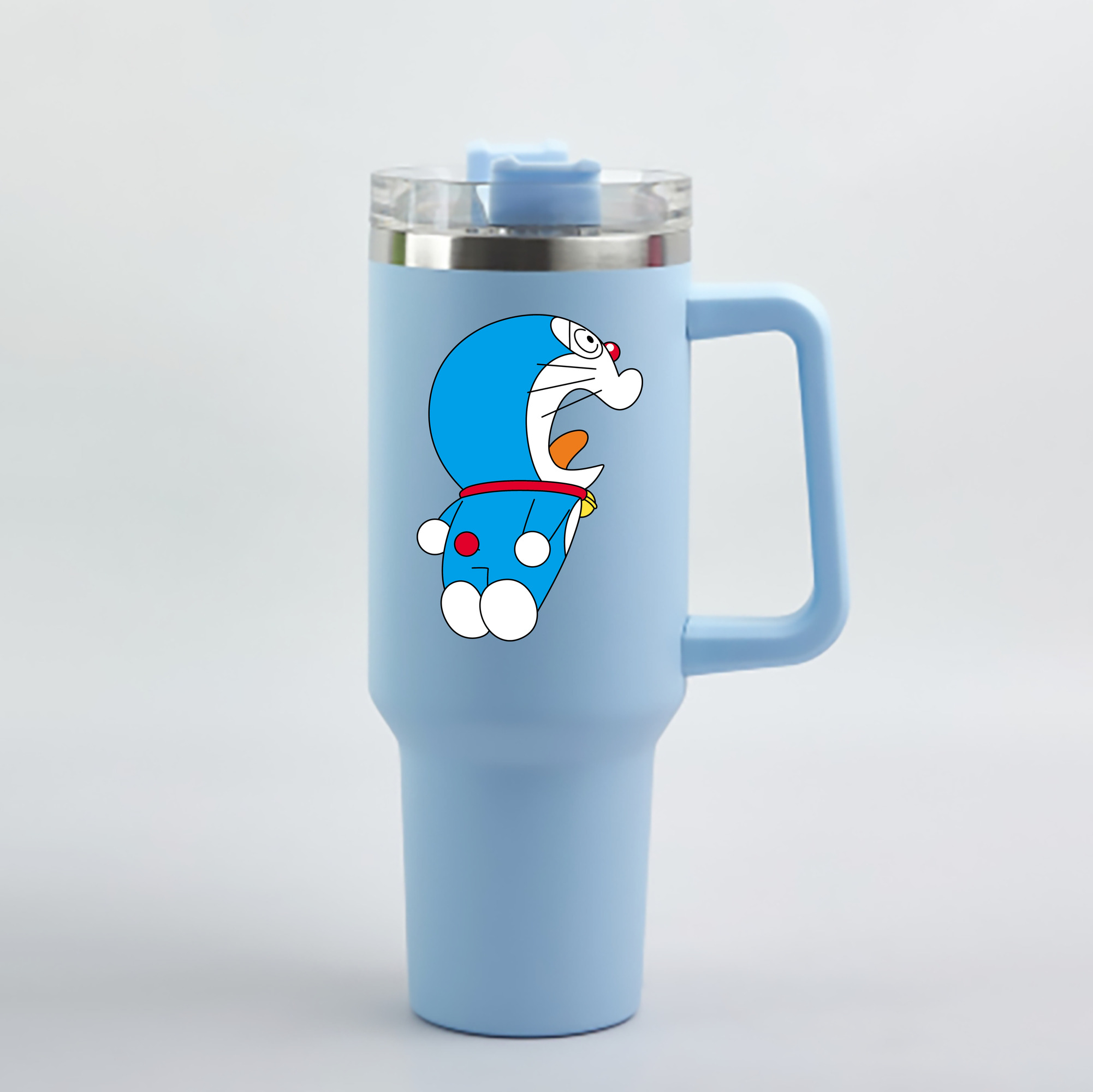 （画像用） ドラえもん Doraemon 1200mL車用タンブラー - クリスタルステッカー（プラスチックストロー付き）
