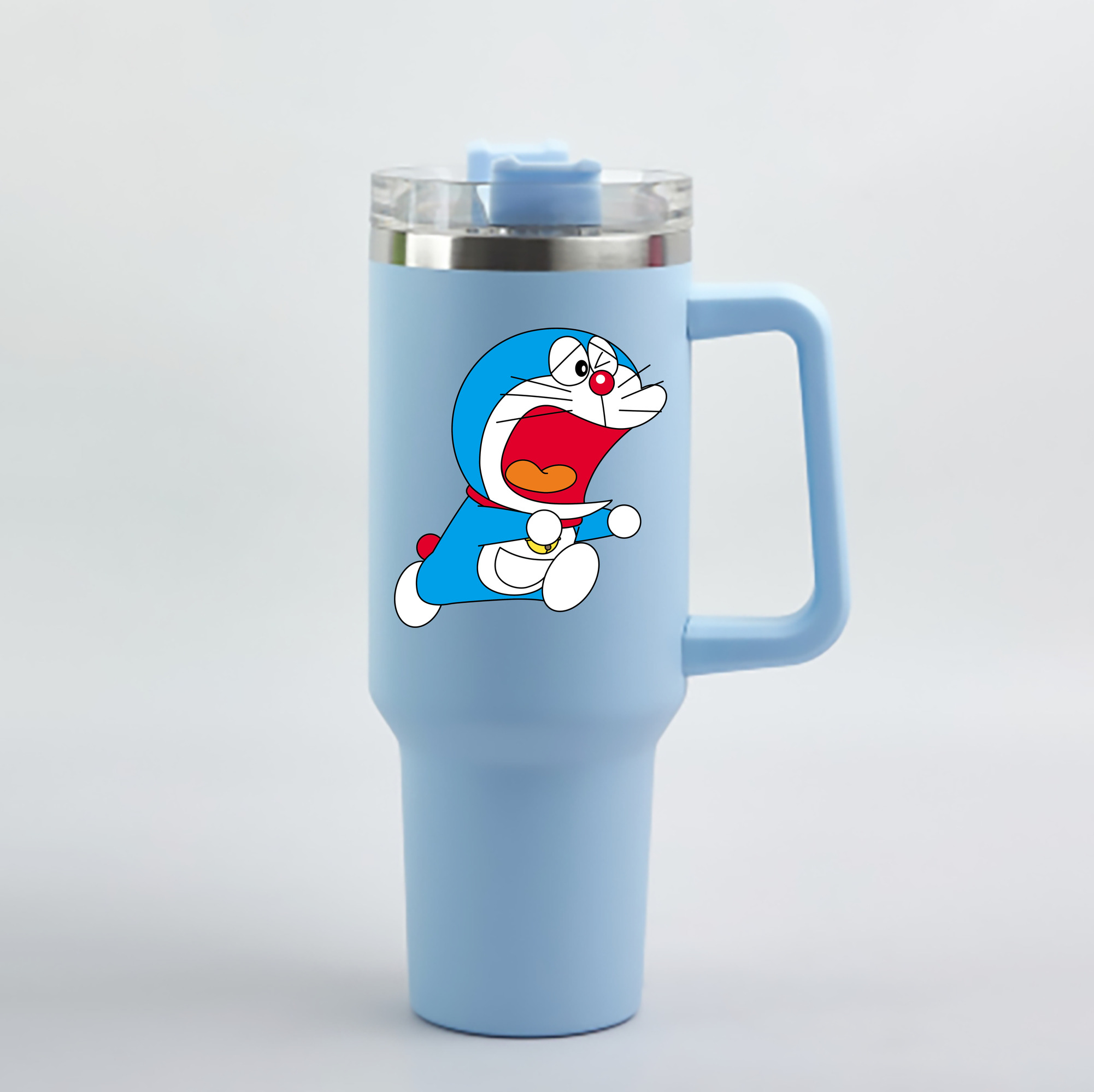 （画像用） ドラえもん Doraemon 1200mL車用タンブラー - クリスタルステッカー（プラスチックストロー付き）
