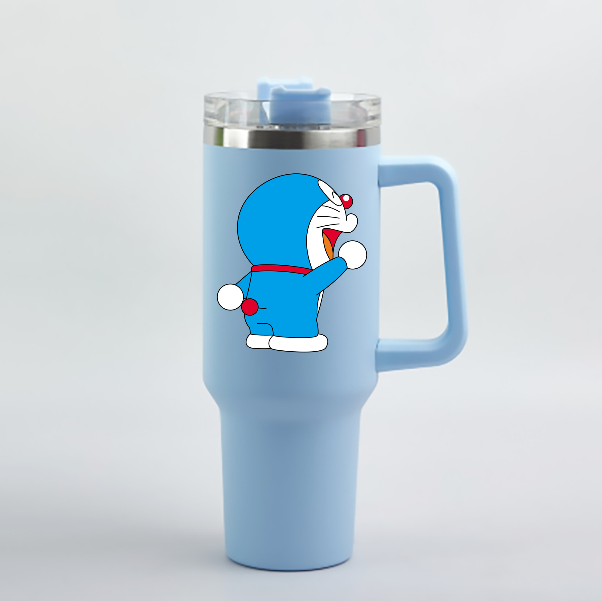 （画像用） ドラえもん Doraemon 1200mL車用タンブラー - クリスタルステッカー（プラスチックストロー付き）