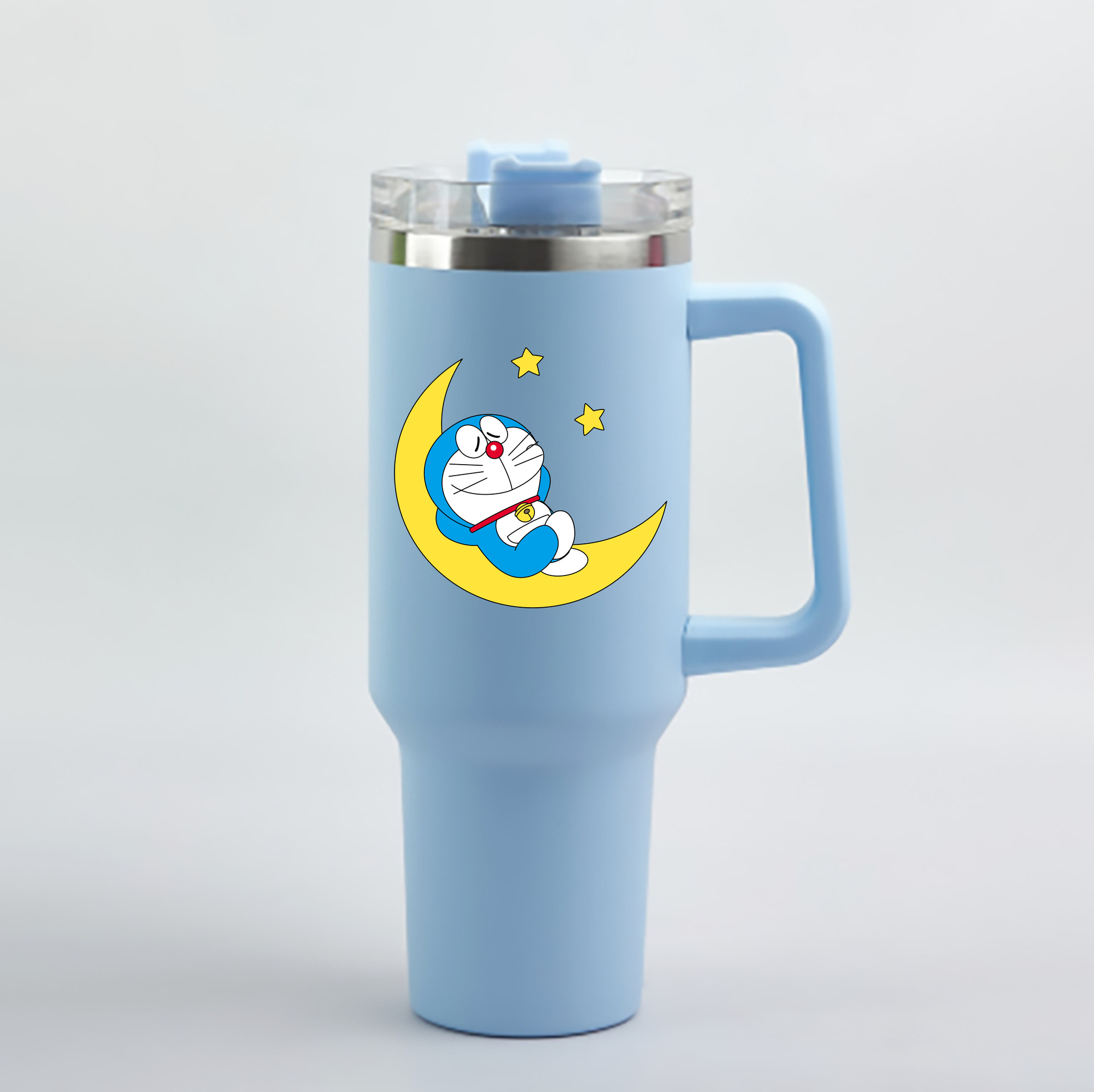 （画像用） ドラえもん Doraemon 1200mL車用タンブラー - クリスタルステッカー（プラスチックストロー付き）