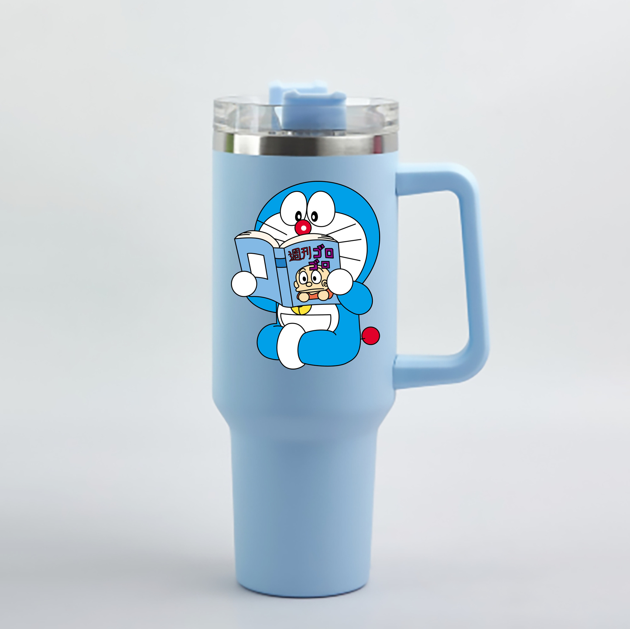 （画像用） ドラえもん Doraemon 1200mL車用タンブラー - クリスタルステッカー（プラスチックストロー付き）
