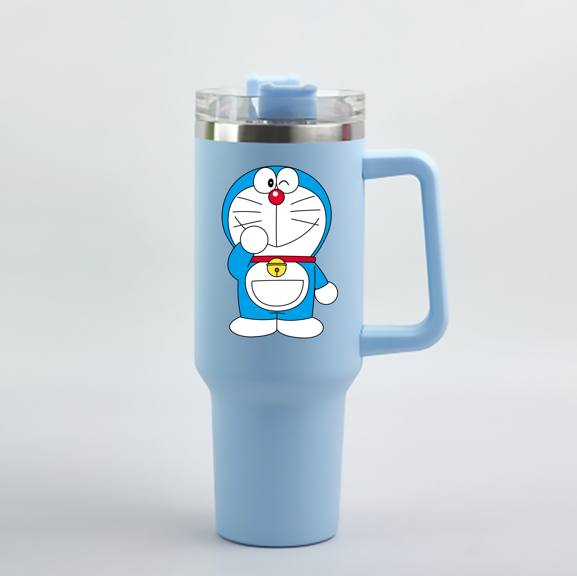 （画像用） ドラえもん Doraemon 1200mL車用タンブラー - クリスタルステッカー（プラスチックストロー付き）