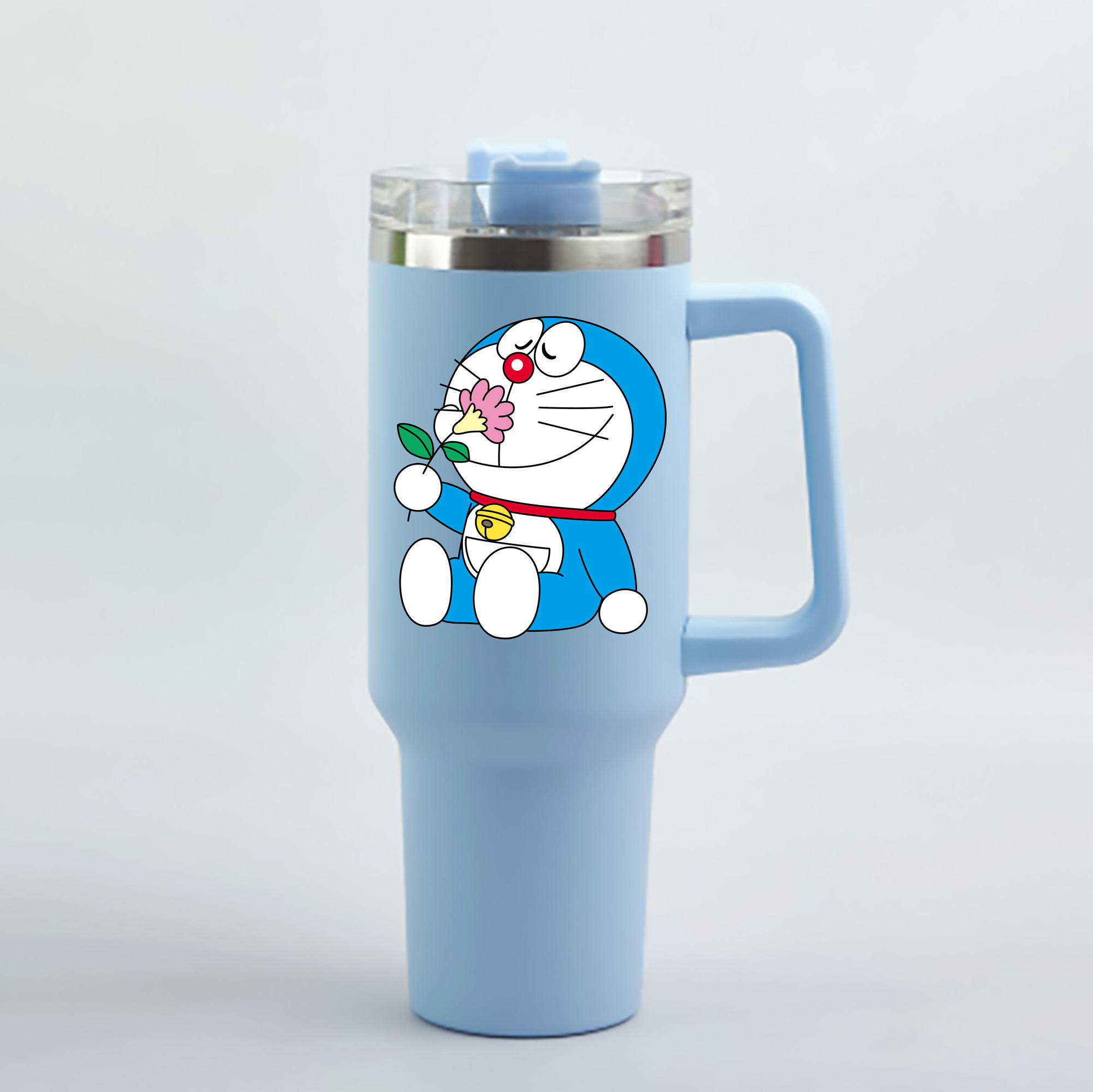 （画像用） ドラえもん Doraemon 1200mL車用タンブラー - クリスタルステッカー（プラスチックストロー付き）