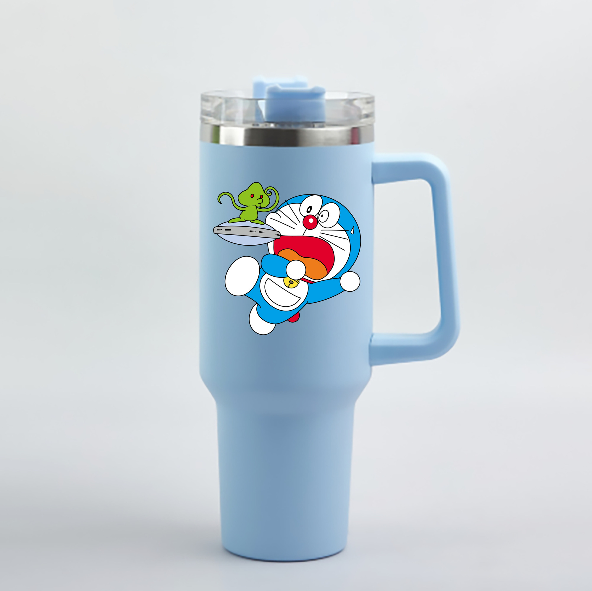 （画像用） ドラえもん Doraemon 1200mL車用タンブラー - クリスタルステッカー（プラスチックストロー付き）