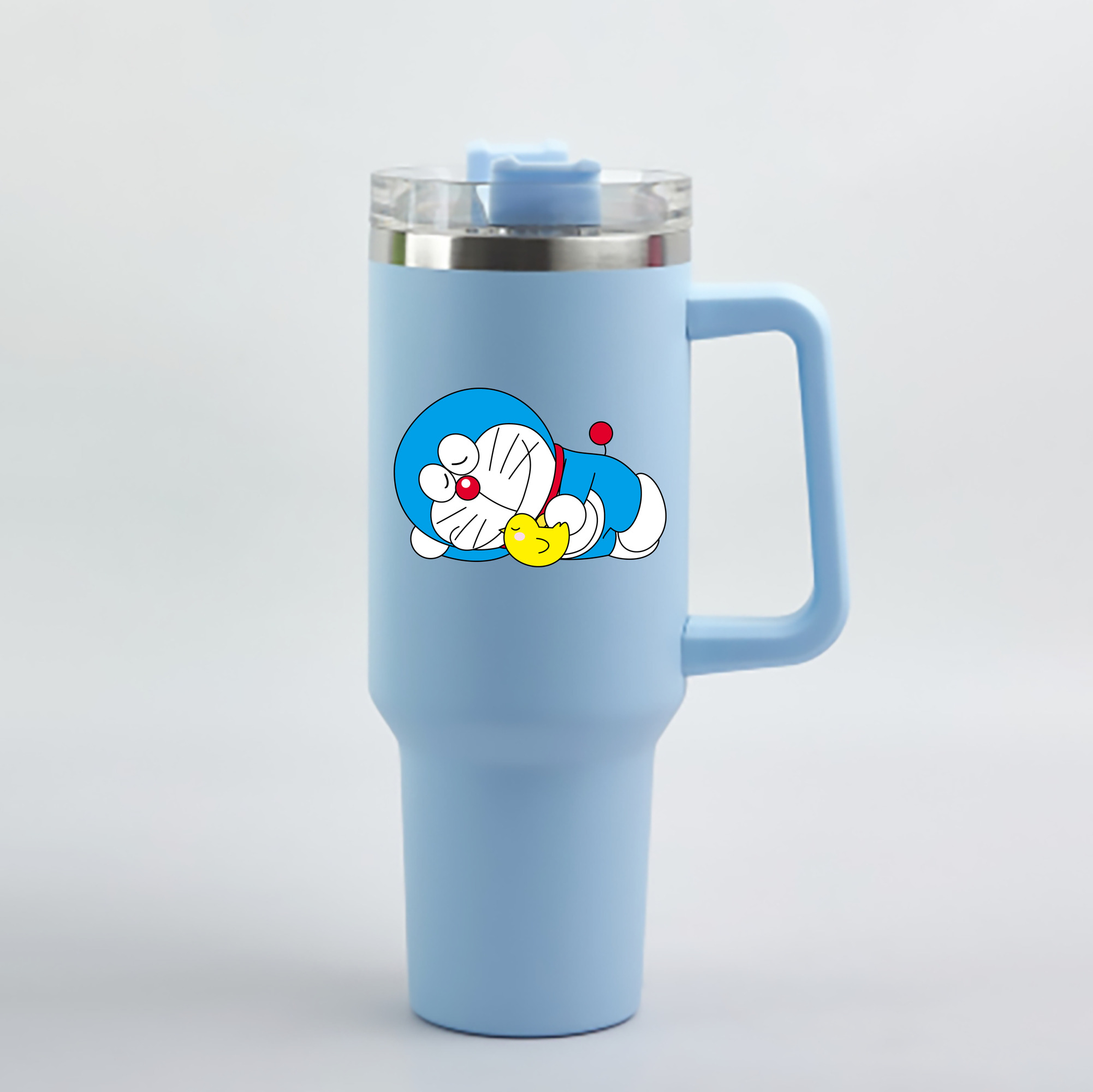 （画像用） ドラえもん Doraemon 1200mL車用タンブラー - クリスタルステッカー（プラスチックストロー付き）