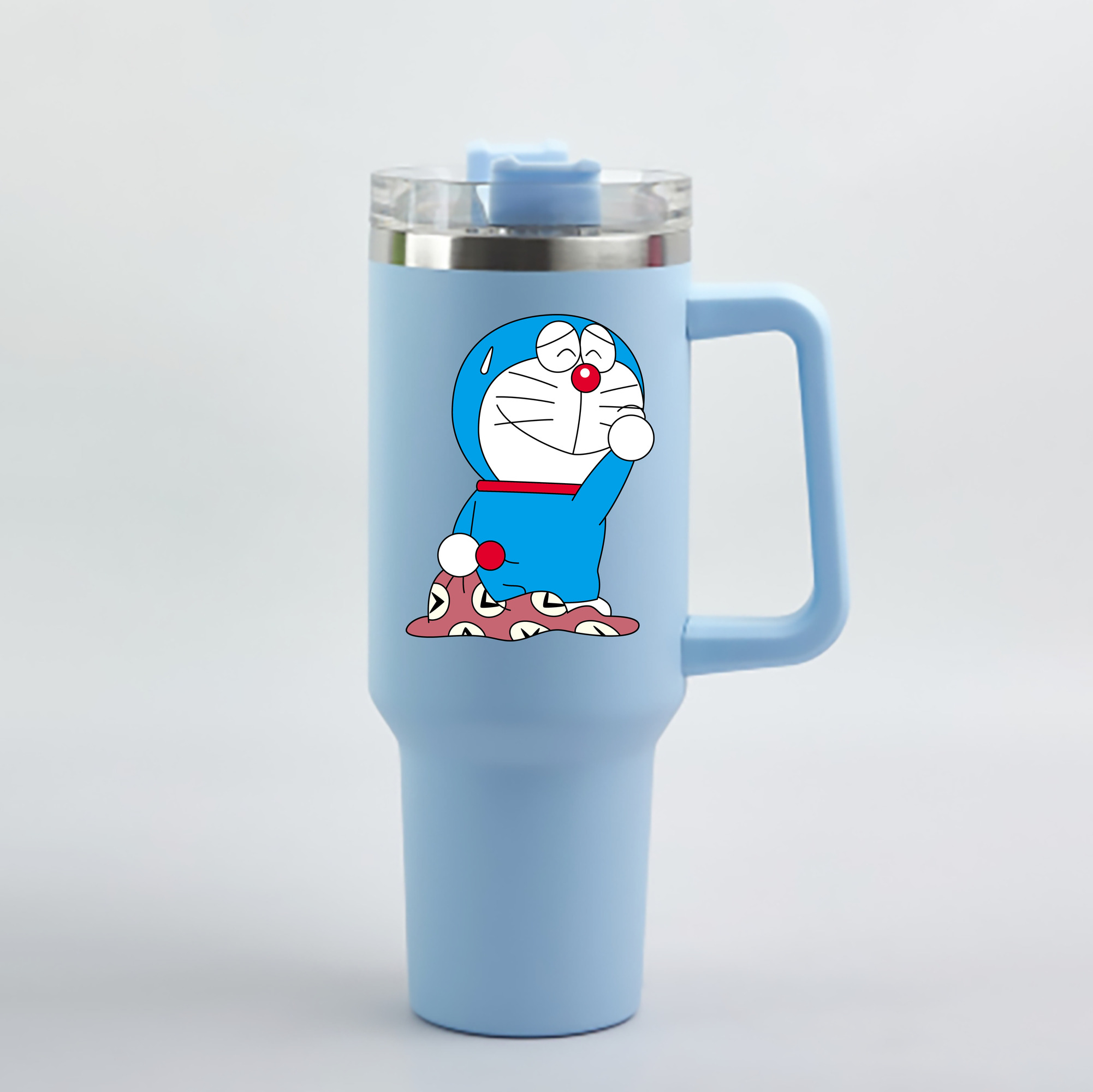 （画像用） ドラえもん Doraemon 1200mL車用タンブラー - クリスタルステッカー（プラスチックストロー付き）