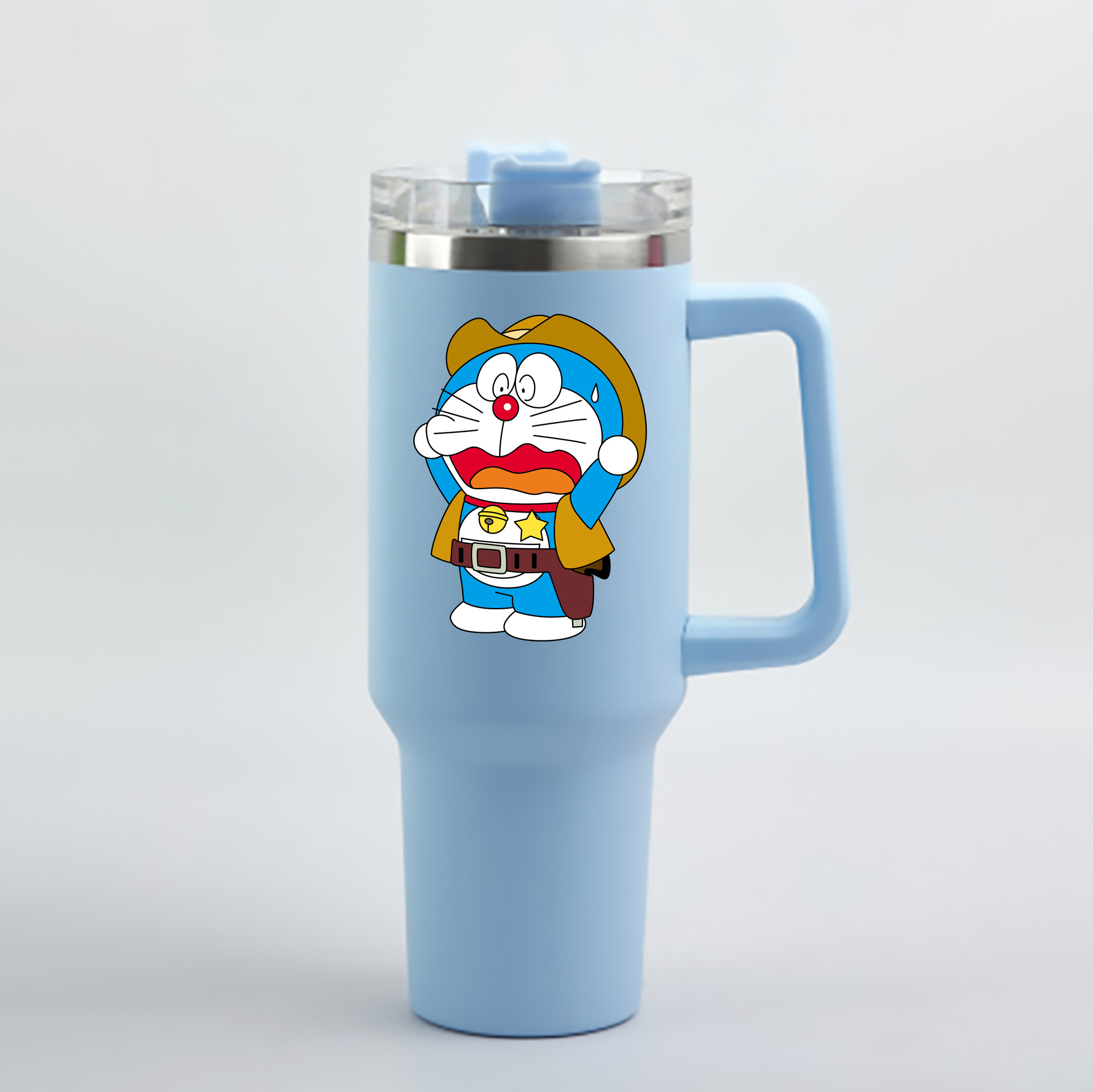 （画像用） ドラえもん Doraemon 1200mL車用タンブラー - クリスタルステッカー（プラスチックストロー付き）