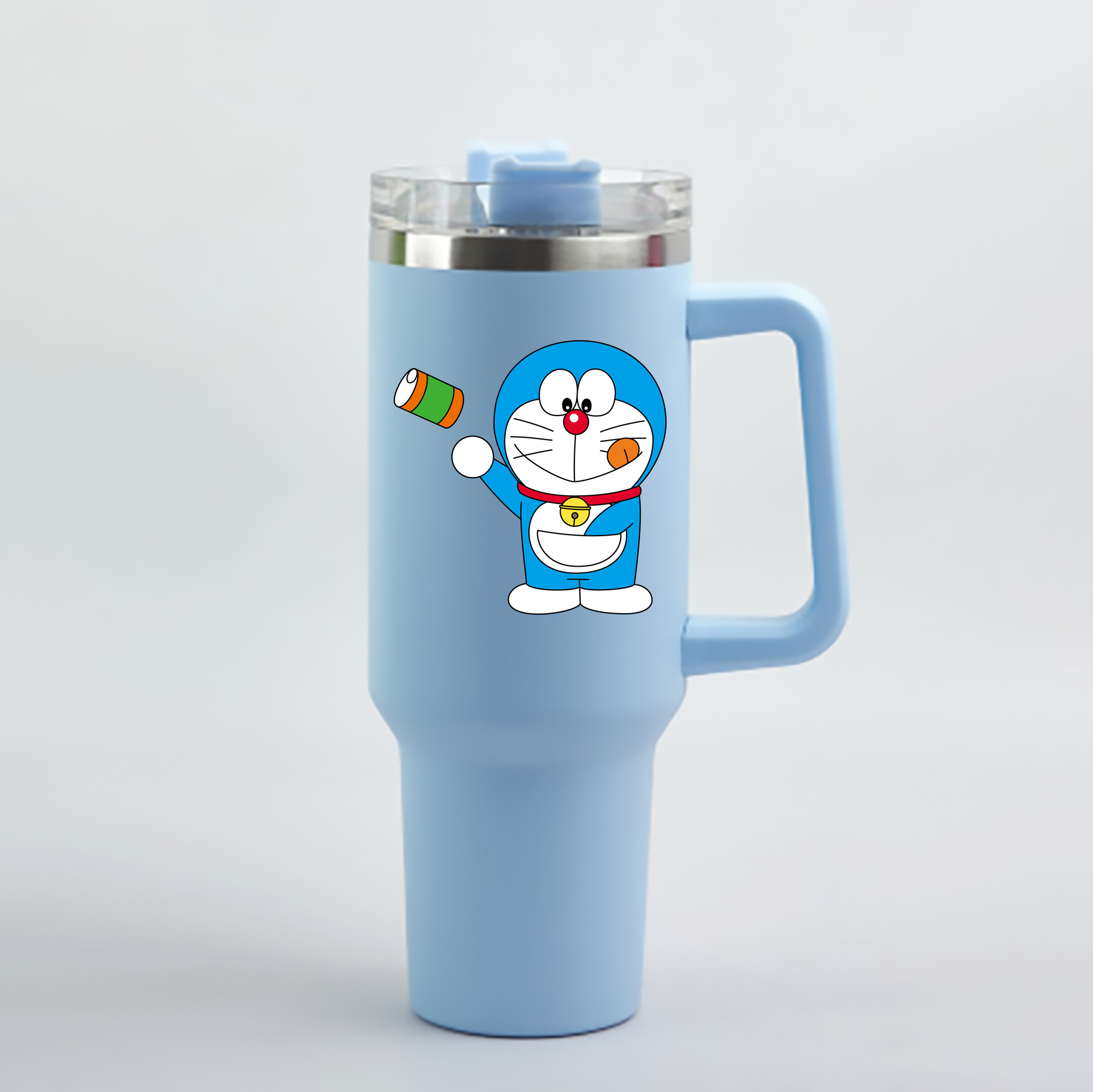 （画像用） ドラえもん Doraemon 1200mL車用タンブラー - クリスタルステッカー（プラスチックストロー付き）