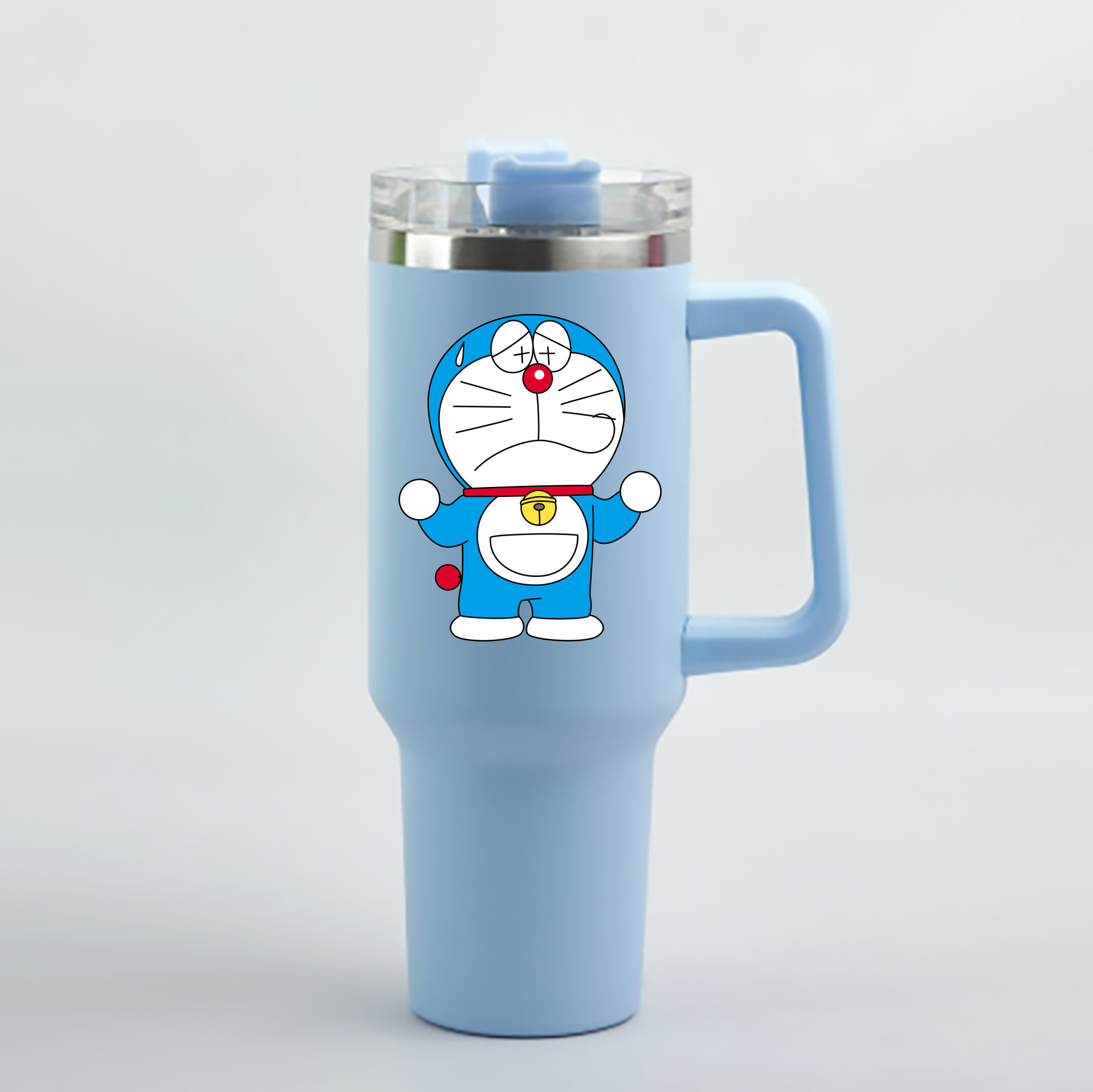 （画像用） ドラえもん Doraemon 1200mL車用タンブラー - クリスタルステッカー（プラスチックストロー付き）