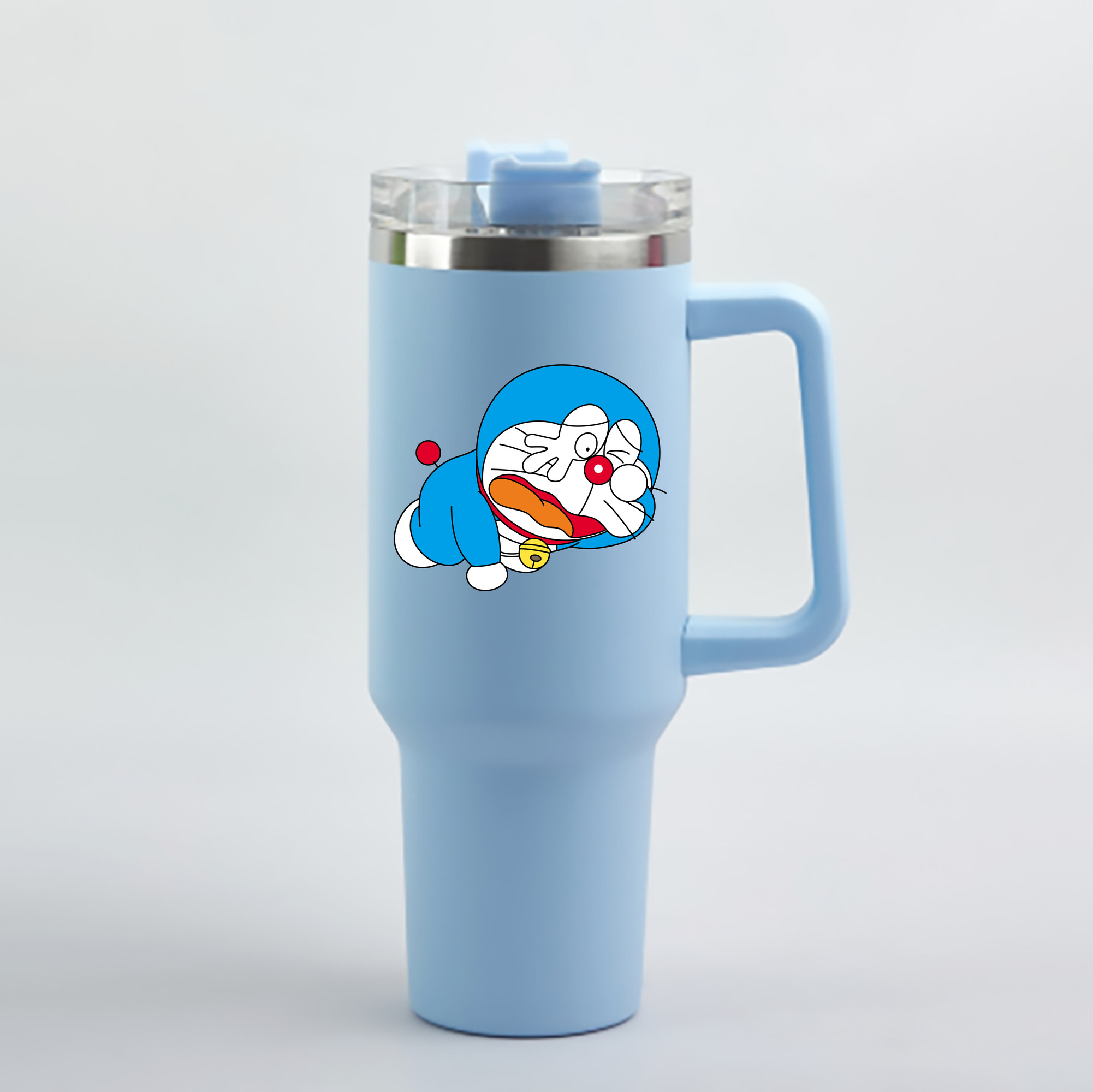 （画像用） ドラえもん Doraemon 1200mL車用タンブラー - クリスタルステッカー（プラスチックストロー付き）