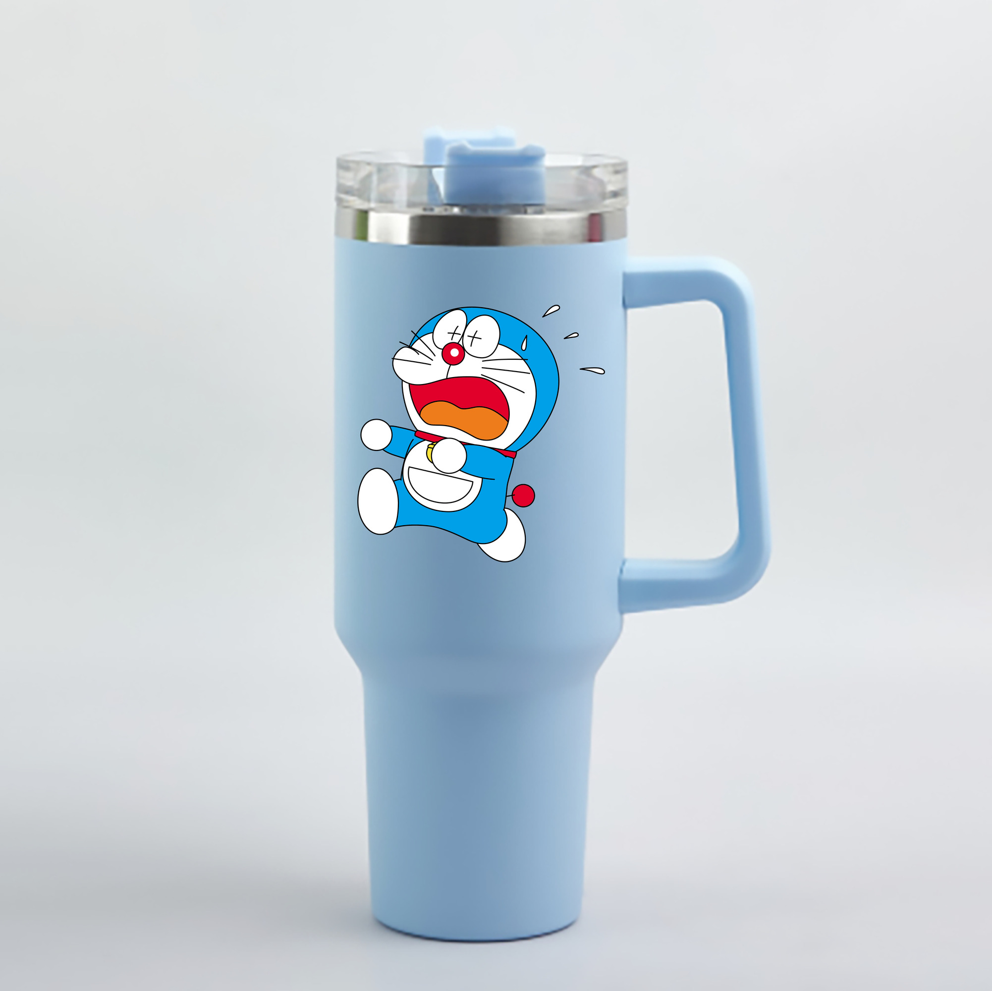（画像用） ドラえもん Doraemon 1200mL車用タンブラー - クリスタルステッカー（プラスチックストロー付き）
