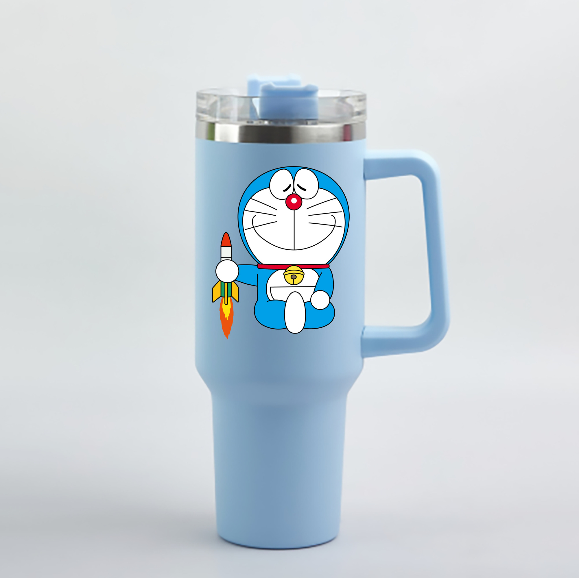 （画像用） ドラえもん Doraemon 1200mL車用タンブラー - クリスタルステッカー（プラスチックストロー付き）