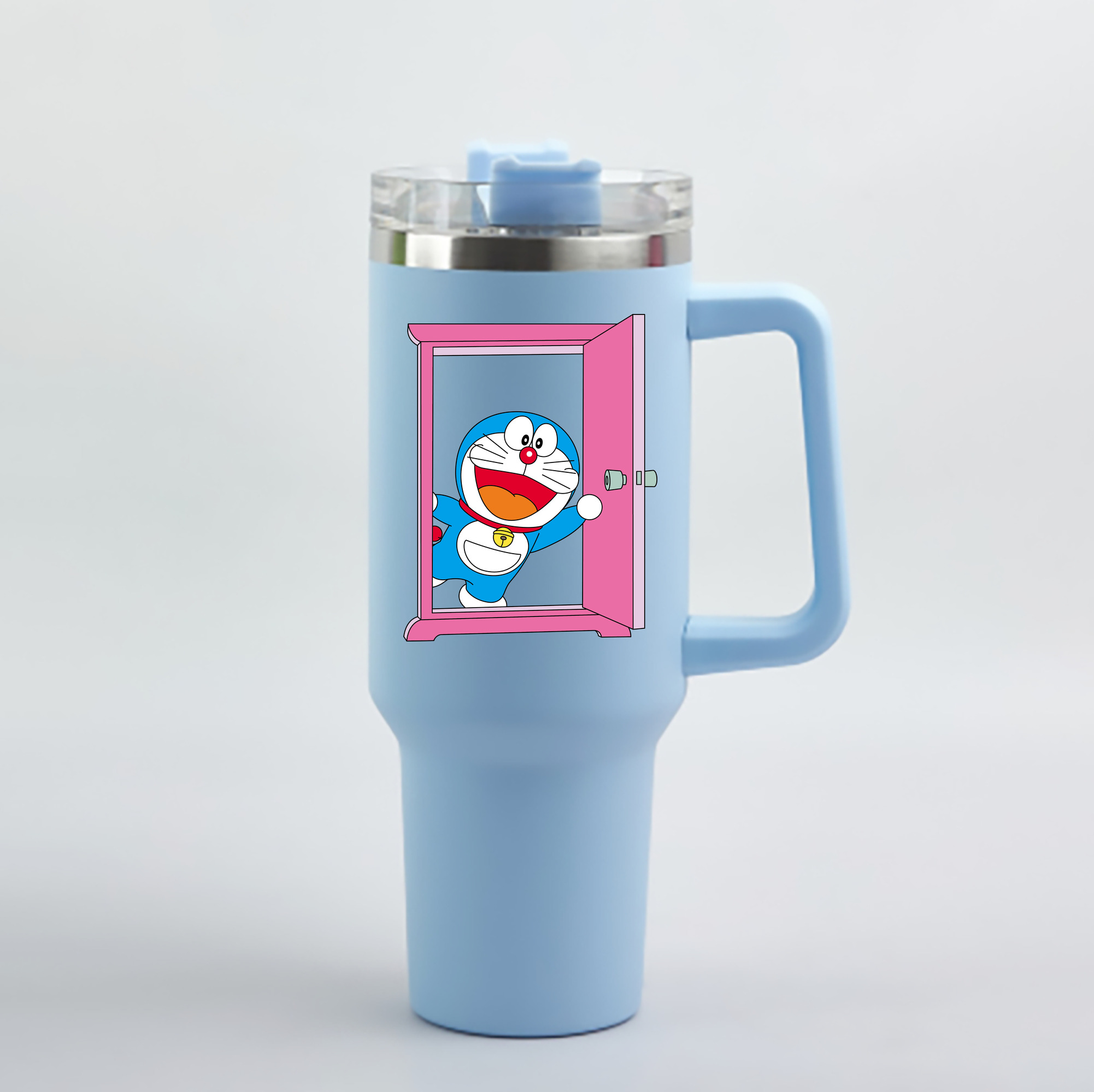 （画像用） ドラえもん Doraemon 1200mL車用タンブラー - クリスタルステッカー（プラスチックストロー付き）