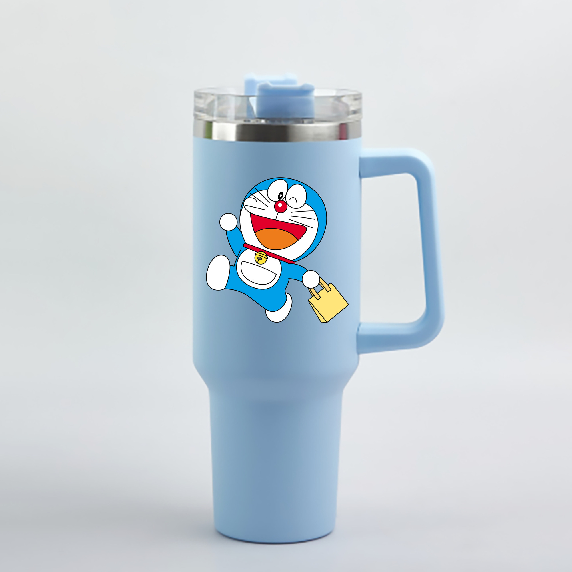 （画像用） ドラえもん Doraemon 1200mL車用タンブラー - クリスタルステッカー（プラスチックストロー付き）