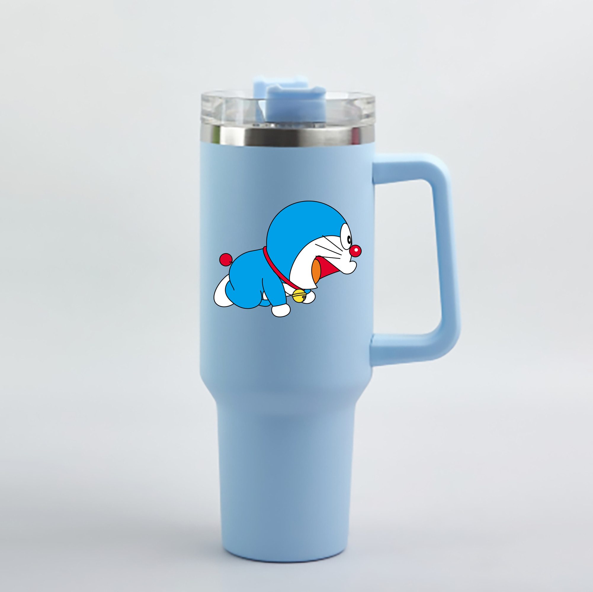 （画像用） ドラえもん Doraemon 1200mL車用タンブラー - クリスタルステッカー（プラスチックストロー付き）