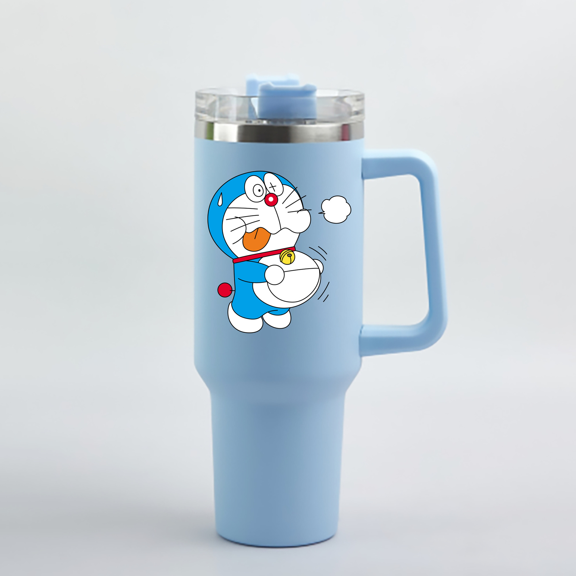 （画像用） ドラえもん Doraemon 1200mL車用タンブラー - クリスタルステッカー（プラスチックストロー付き）