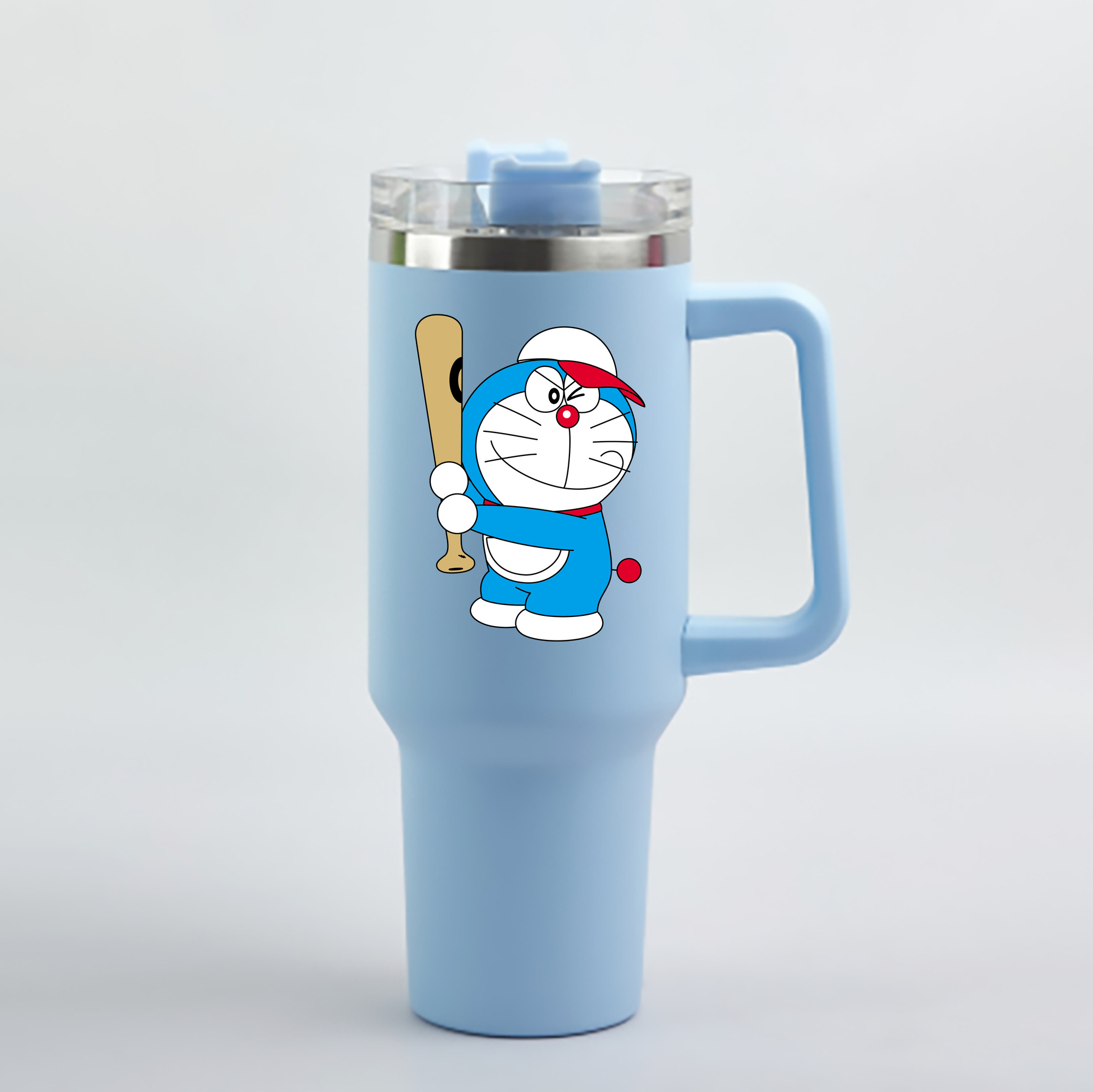 （画像用） ドラえもん Doraemon 1200mL車用タンブラー - クリスタルステッカー（プラスチックストロー付き）