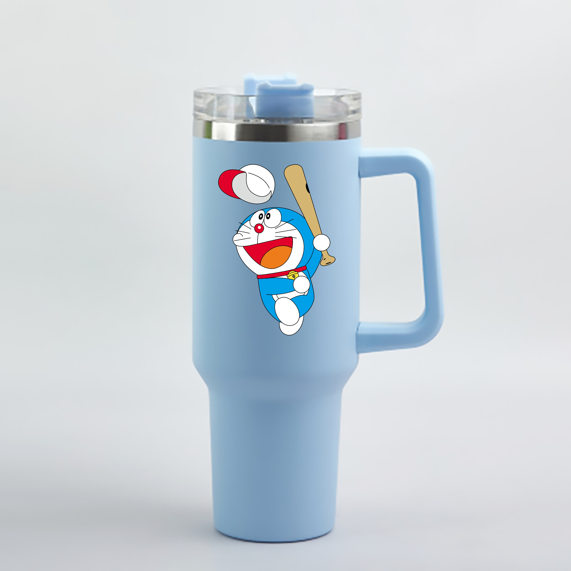 （画像用） ドラえもん Doraemon 1200mL車用タンブラー - クリスタルステッカー（プラスチックストロー付き）