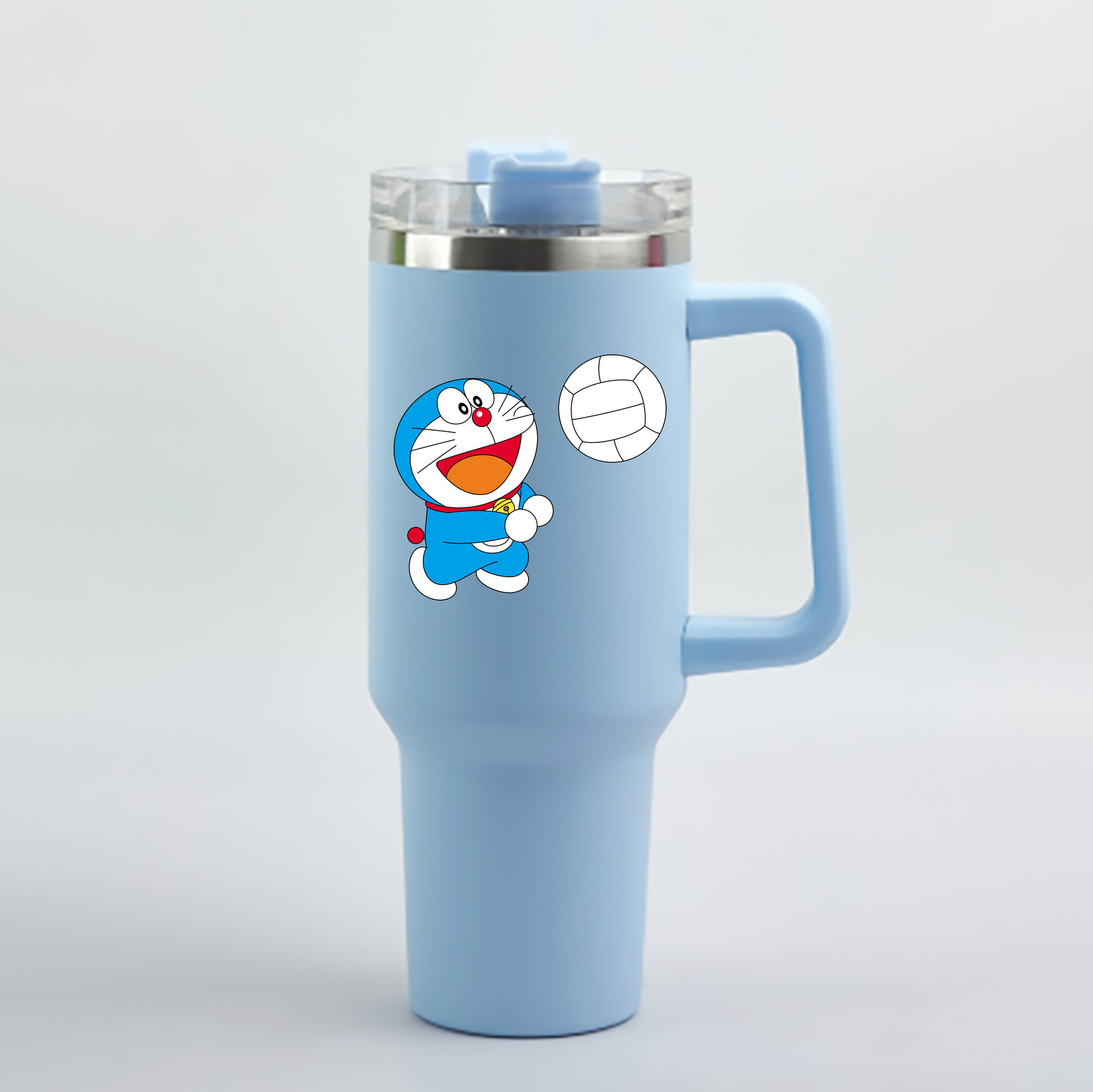 （画像用） ドラえもん Doraemon 1200mL車用タンブラー - クリスタルステッカー（プラスチックストロー付き）