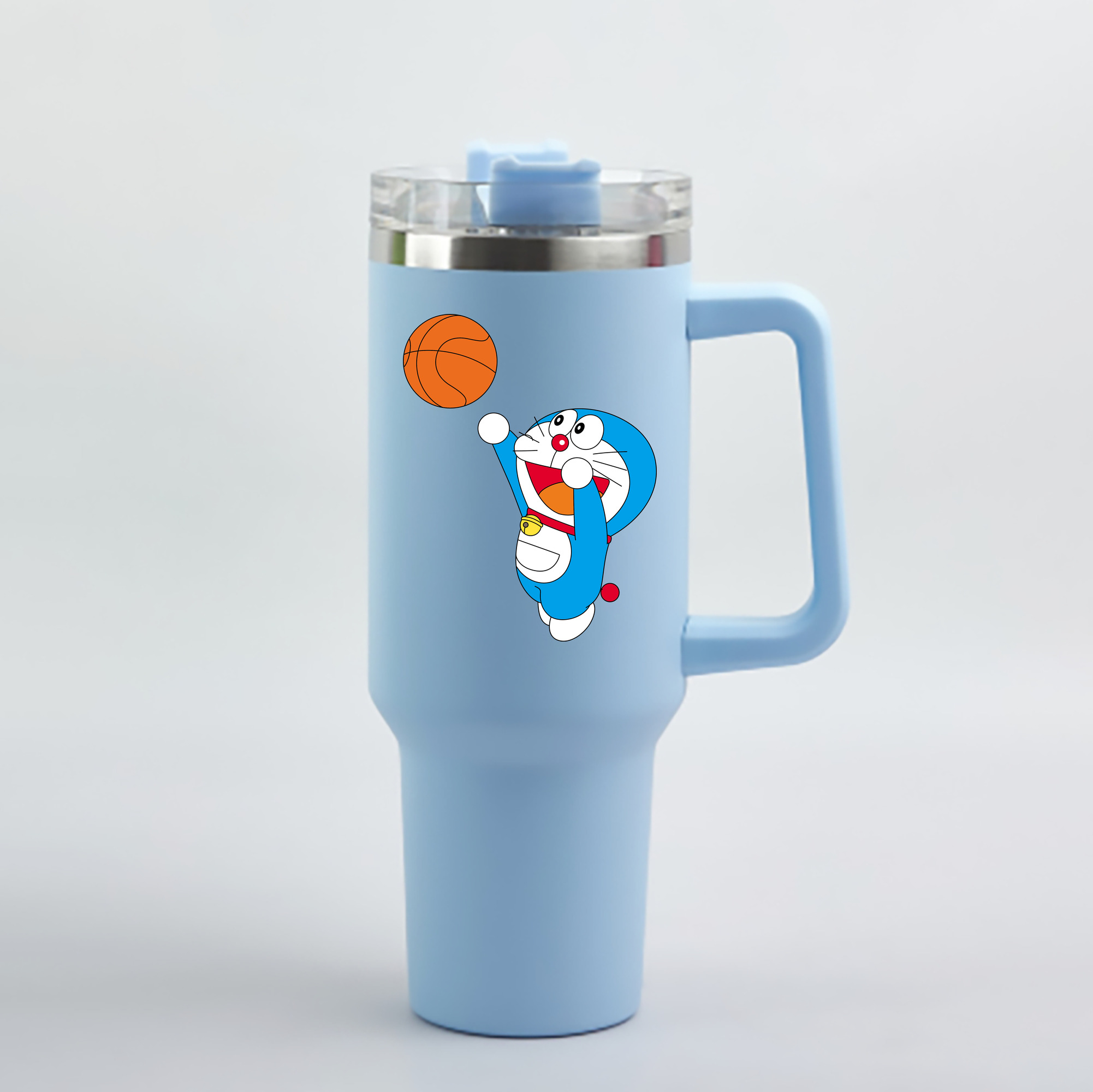 （画像用） ドラえもん Doraemon 1200mL車用タンブラー - クリスタルステッカー（プラスチックストロー付き）