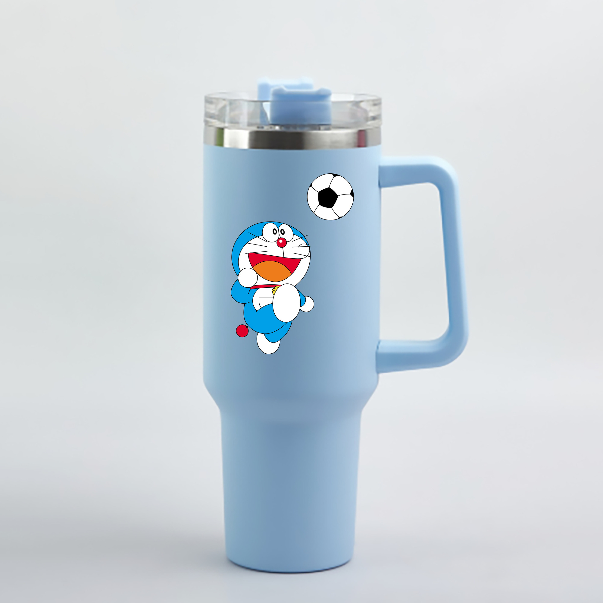 （画像用） ドラえもん Doraemon 1200mL車用タンブラー - クリスタルステッカー（プラスチックストロー付き）