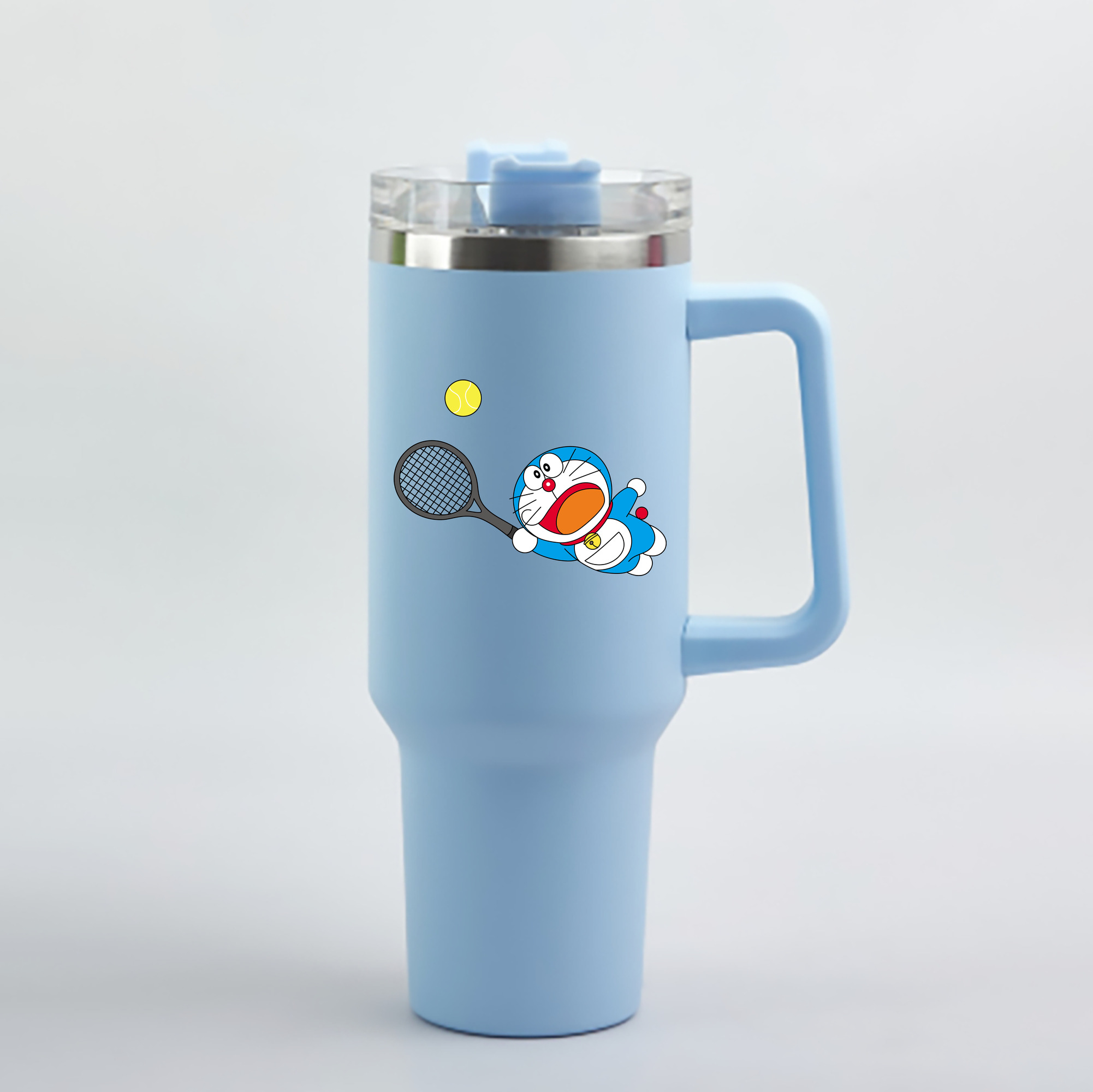 （画像用） ドラえもん Doraemon 1200mL車用タンブラー - クリスタルステッカー（プラスチックストロー付き）