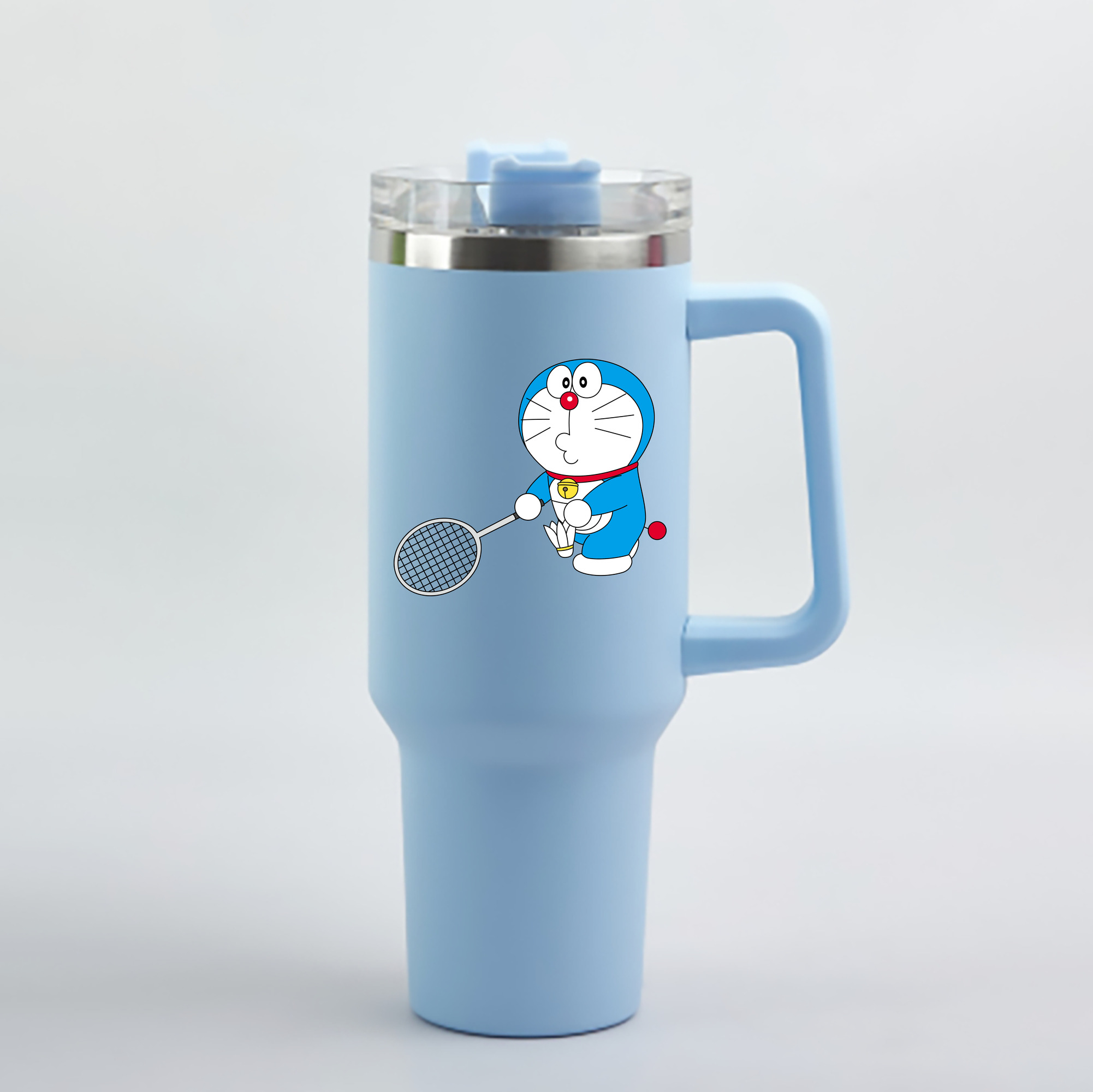 （画像用） ドラえもん Doraemon 1200mL車用タンブラー - クリスタルステッカー（プラスチックストロー付き）