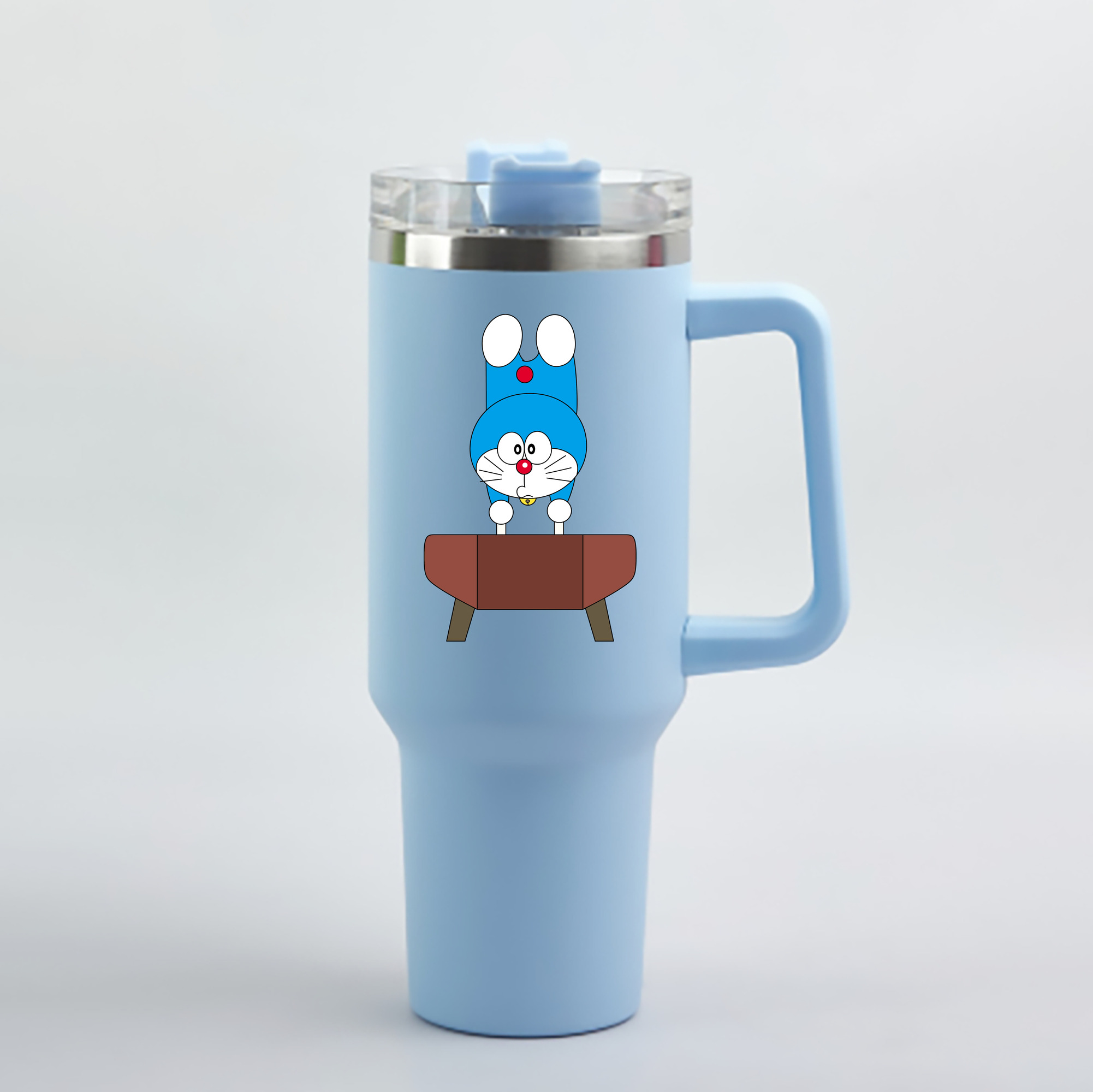 （画像用） ドラえもん Doraemon 1200mL車用タンブラー - クリスタルステッカー（プラスチックストロー付き）