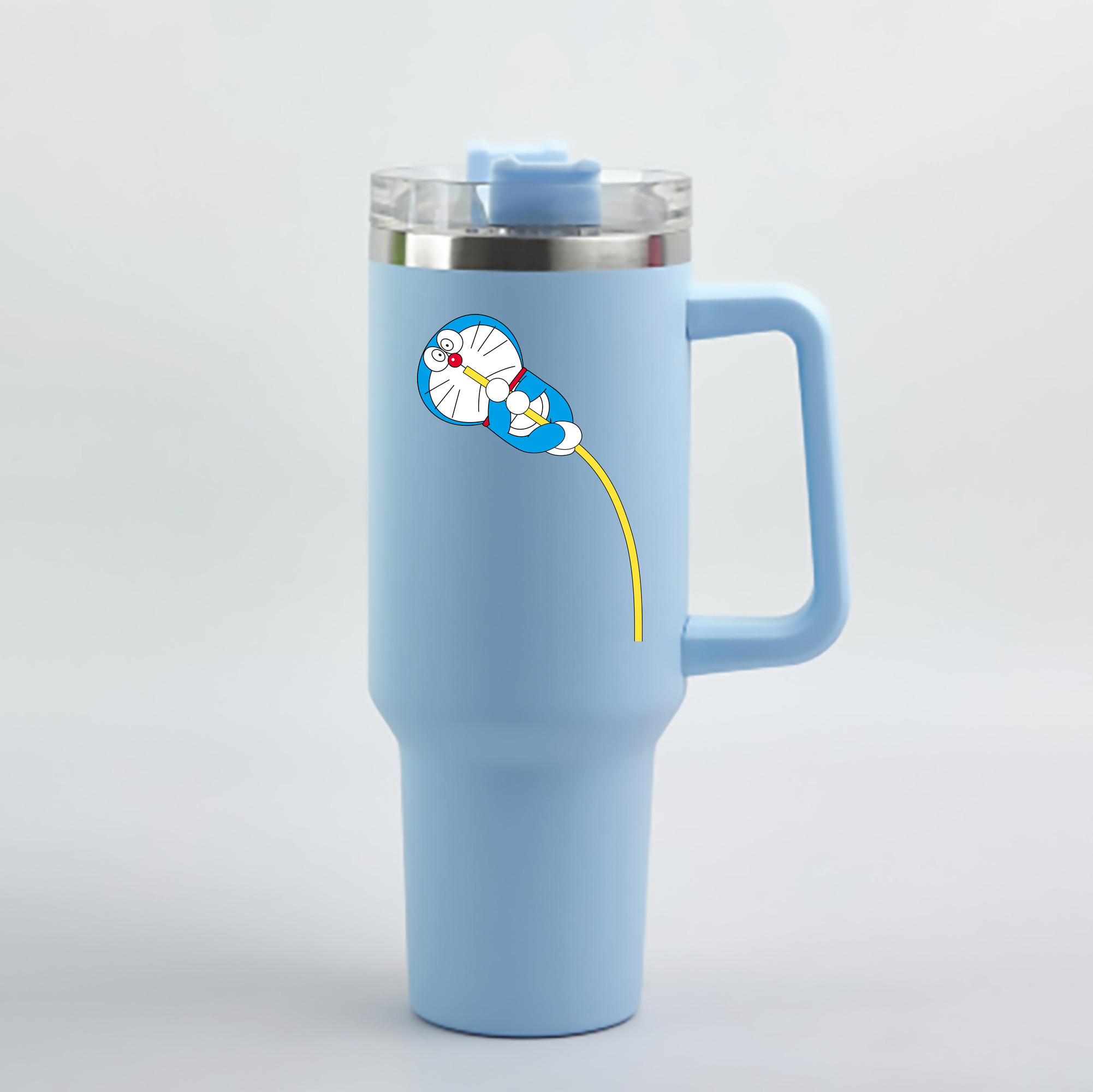 （画像用） ドラえもん Doraemon 1200mL車用タンブラー - クリスタルステッカー（プラスチックストロー付き）