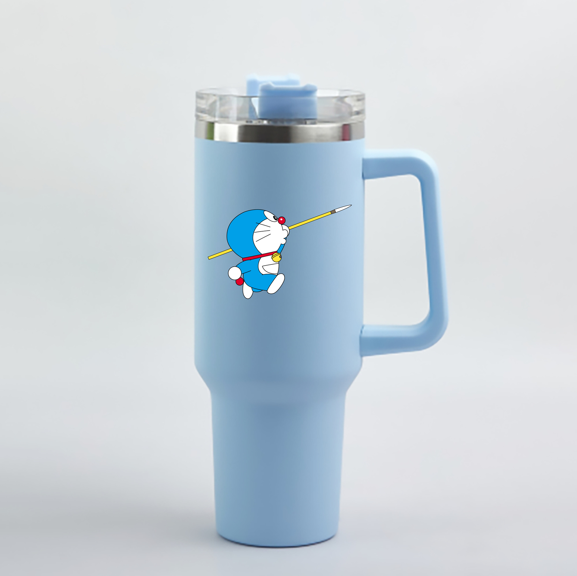 （画像用） ドラえもん Doraemon 1200mL車用タンブラー - クリスタルステッカー（プラスチックストロー付き）