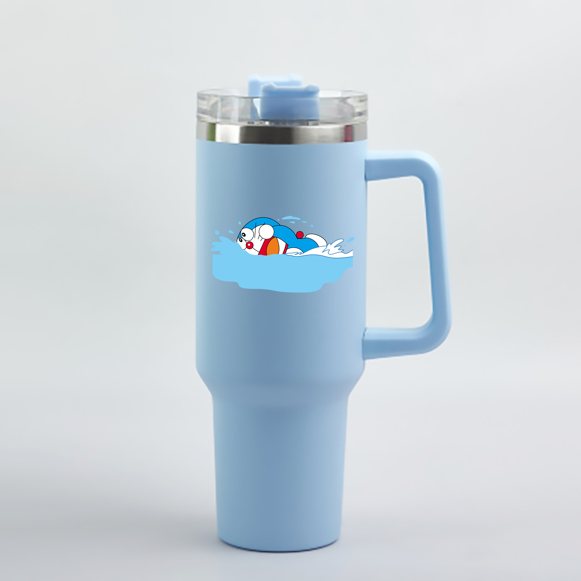 （画像用） ドラえもん Doraemon 1200mL車用タンブラー - クリスタルステッカー（プラスチックストロー付き）