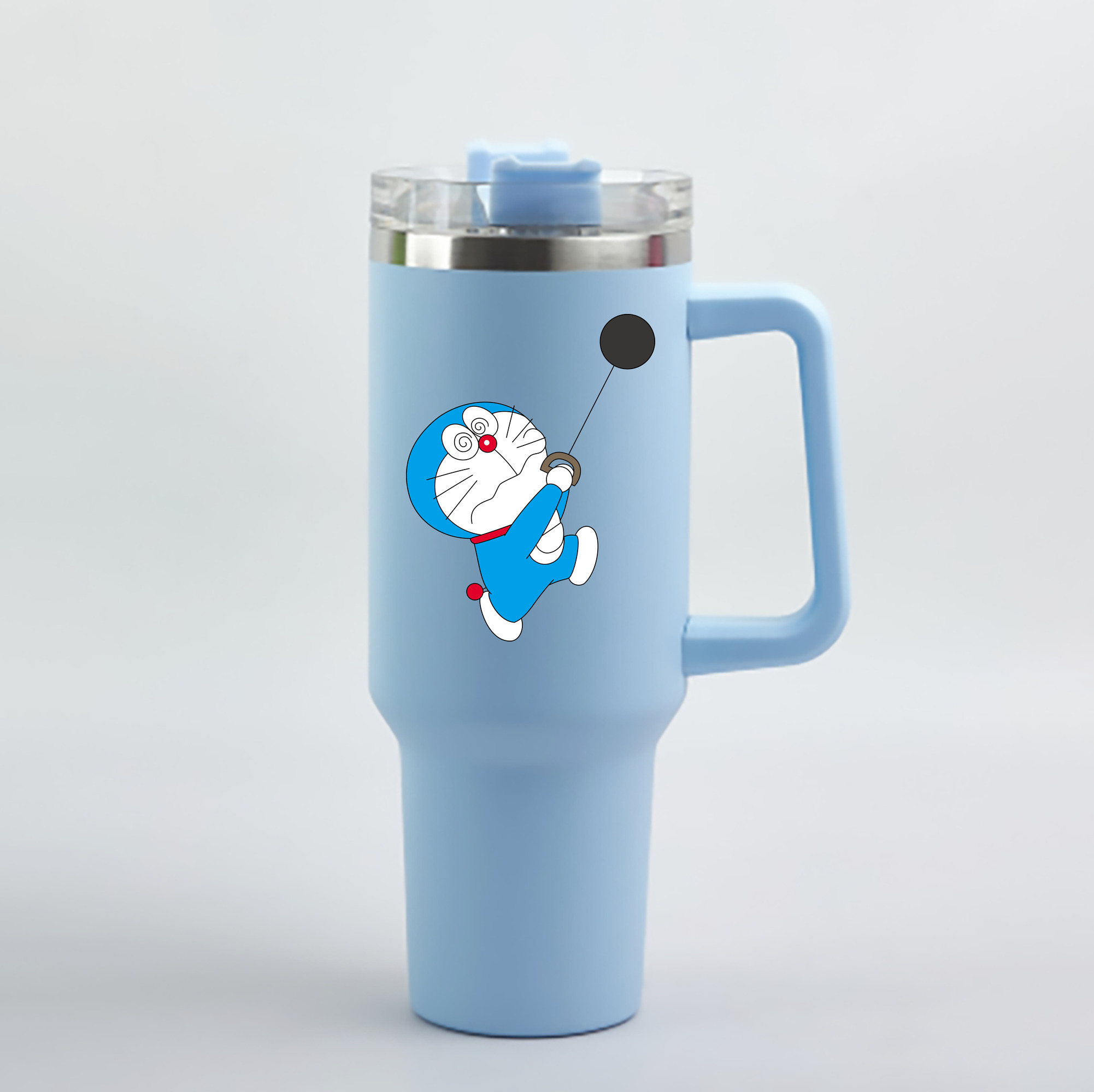 （画像用） ドラえもん Doraemon 1200mL車用タンブラー - クリスタルステッカー（プラスチックストロー付き）