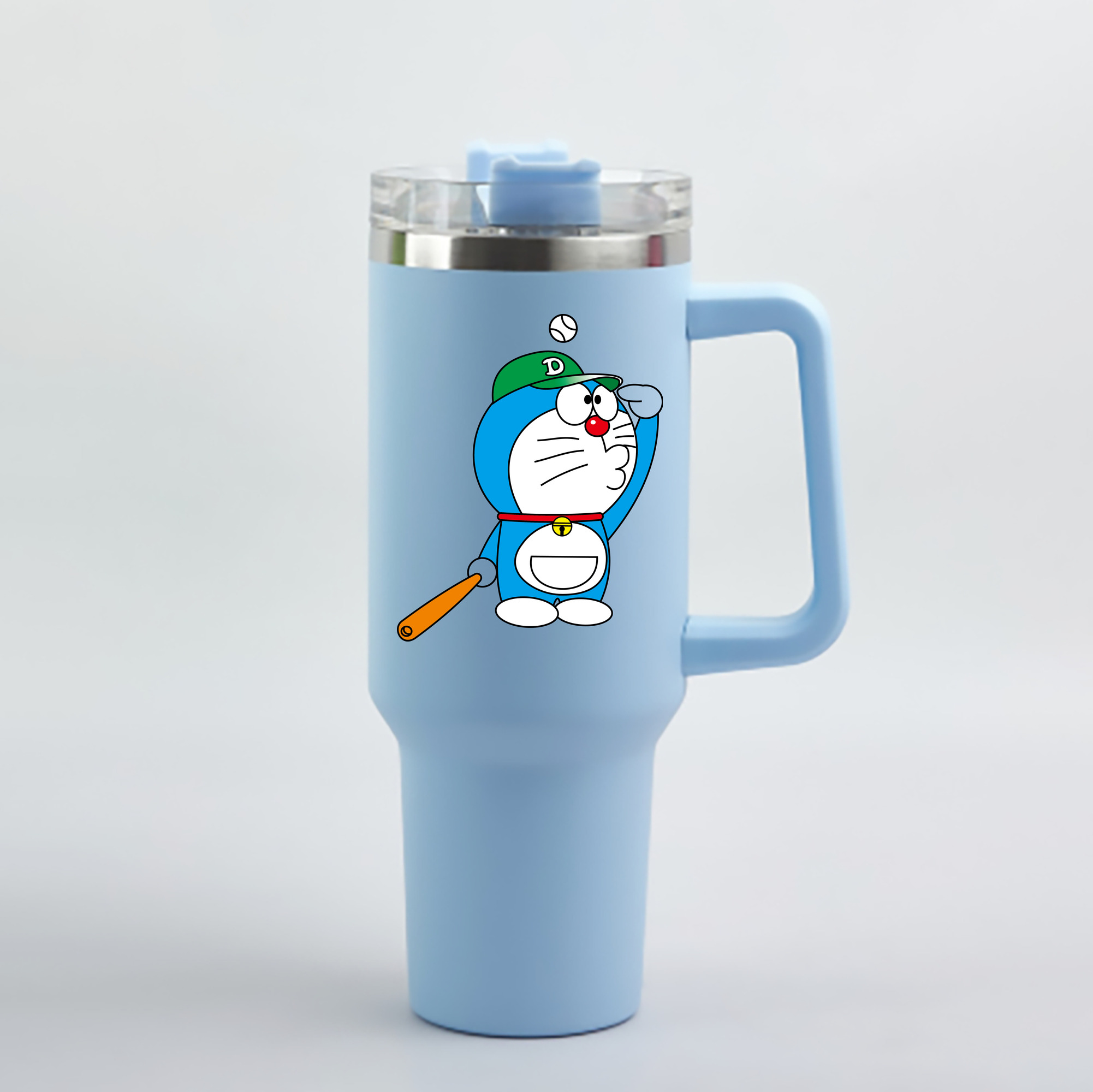 （画像用） ドラえもん Doraemon 1200mL車用タンブラー - クリスタルステッカー（プラスチックストロー付き）