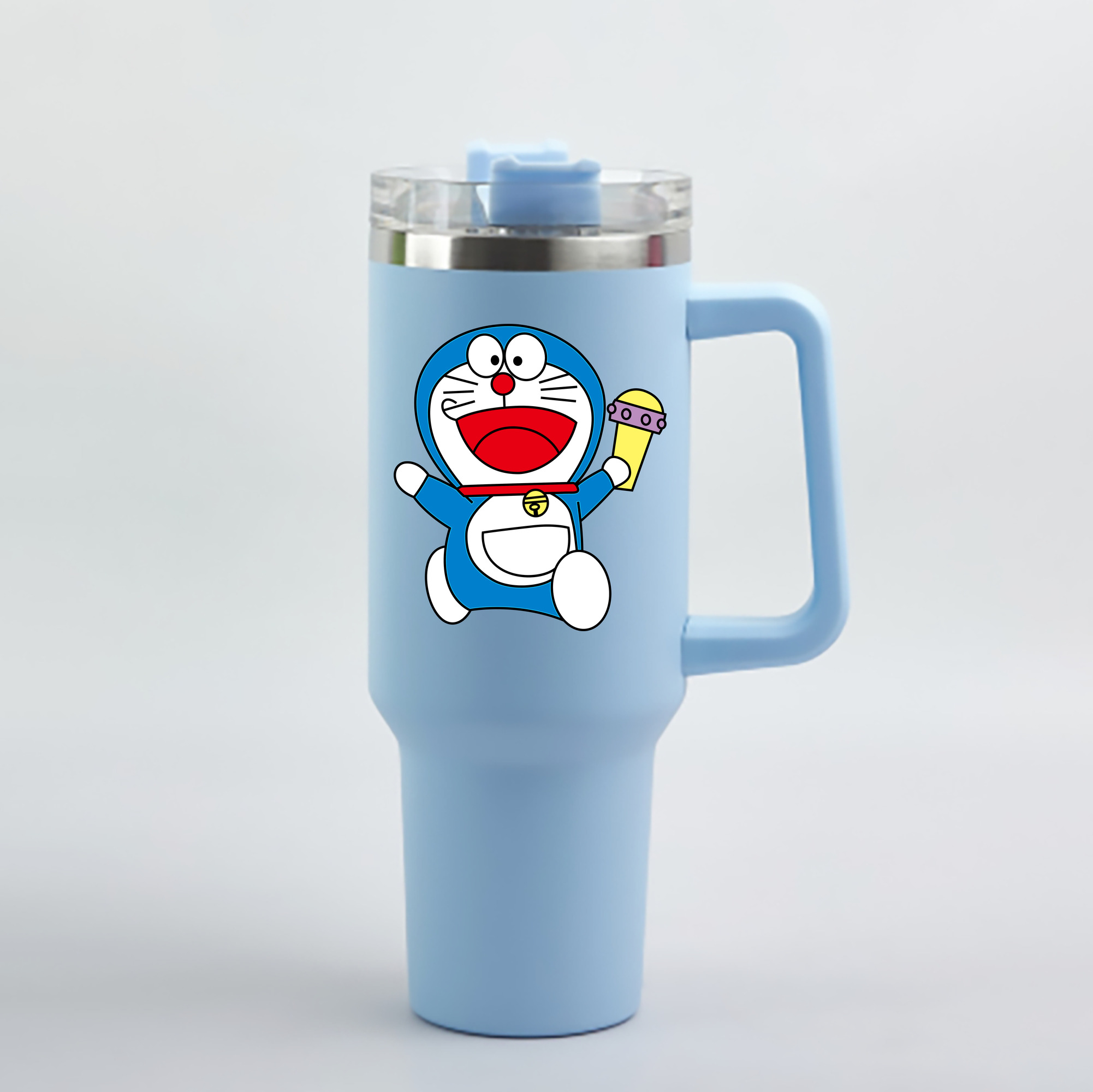 （画像用） ドラえもん Doraemon 1200mL車用タンブラー - クリスタルステッカー（プラスチックストロー付き）
