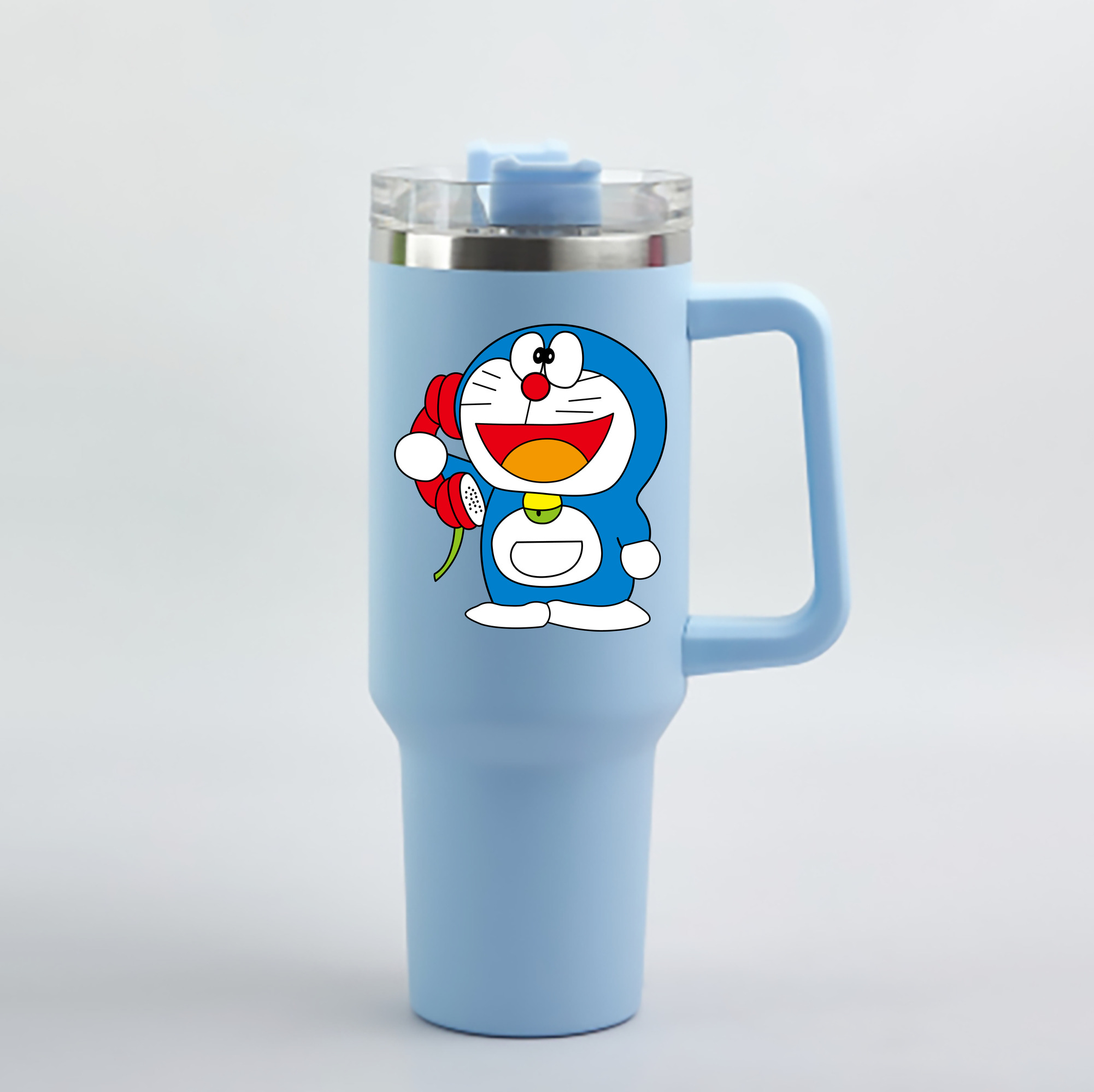 （画像用） ドラえもん Doraemon 1200mL車用タンブラー - クリスタルステッカー（プラスチックストロー付き）
