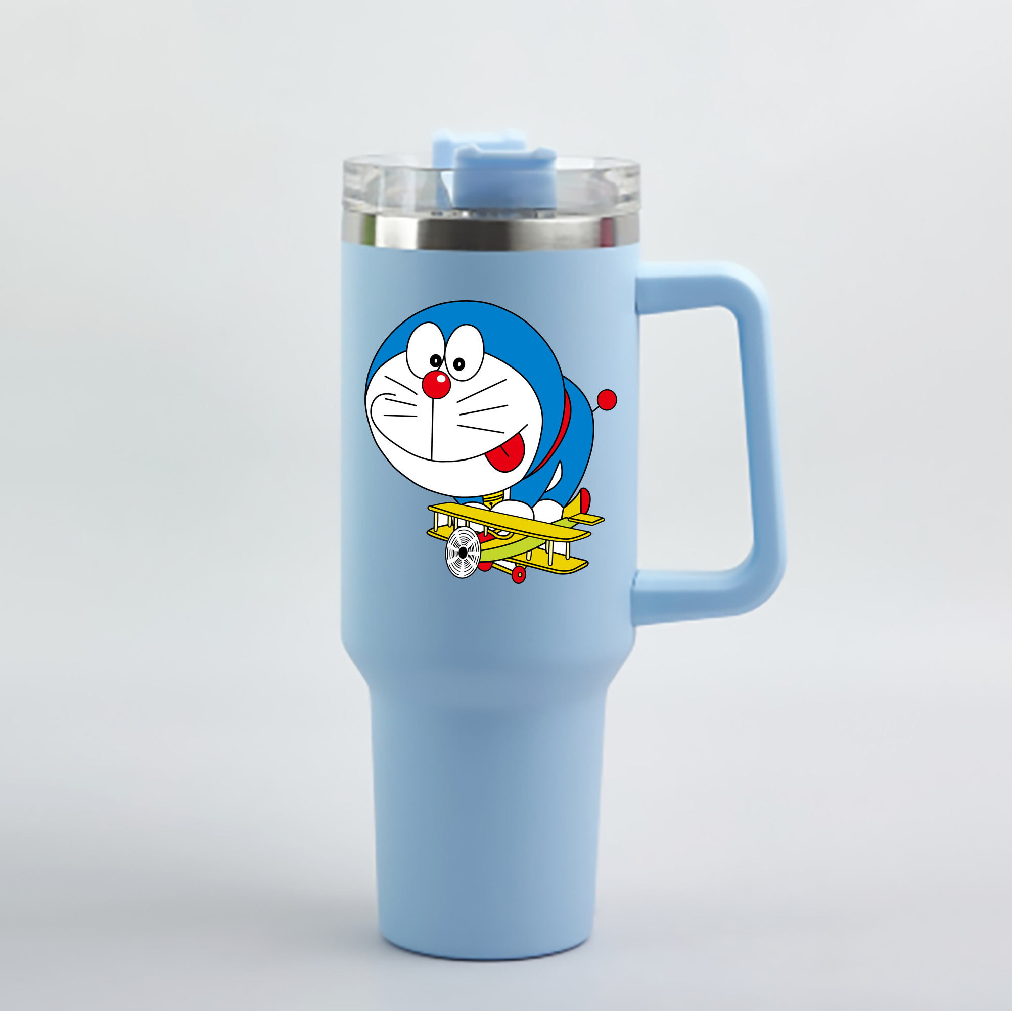 （画像用） ドラえもん Doraemon 1200mL車用タンブラー - クリスタルステッカー（プラスチックストロー付き）