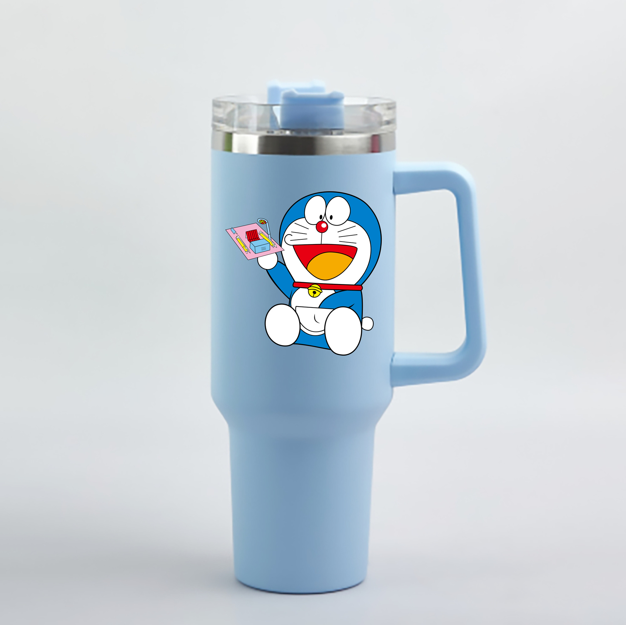 （画像用） ドラえもん Doraemon 1200mL車用タンブラー - クリスタルステッカー（プラスチックストロー付き）