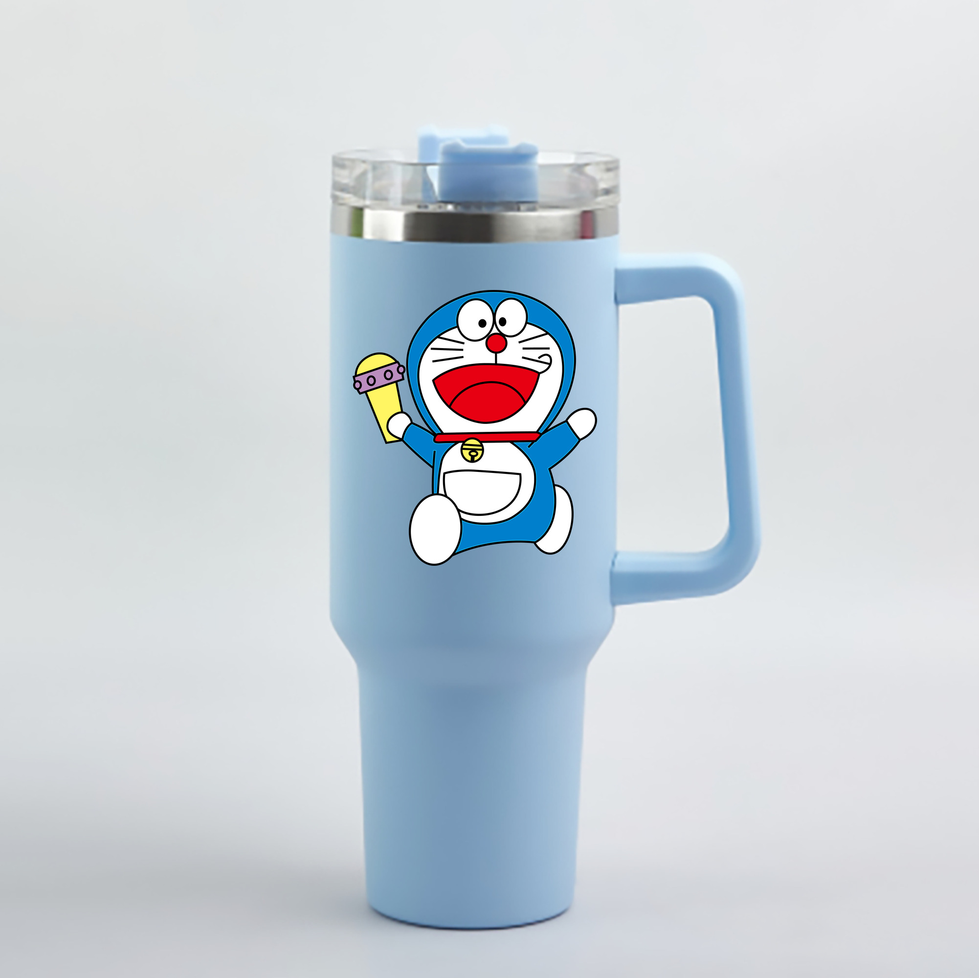 （画像用） ドラえもん Doraemon 1200mL車用タンブラー - クリスタルステッカー（プラスチックストロー付き）