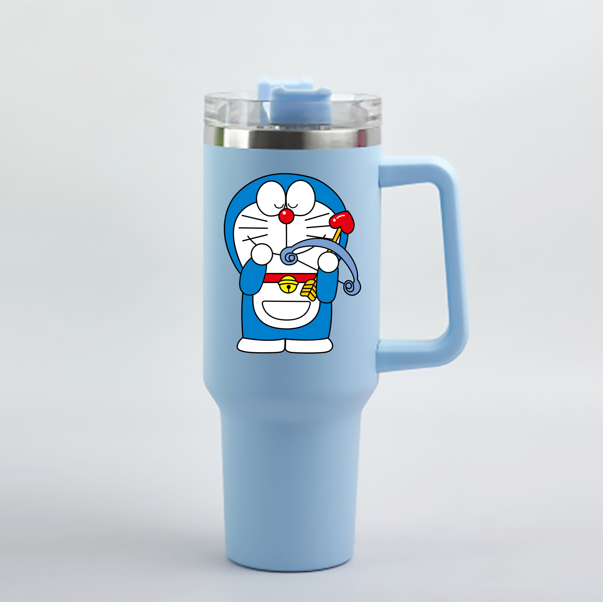 （画像用） ドラえもん Doraemon 1200mL車用タンブラー - クリスタルステッカー（プラスチックストロー付き）