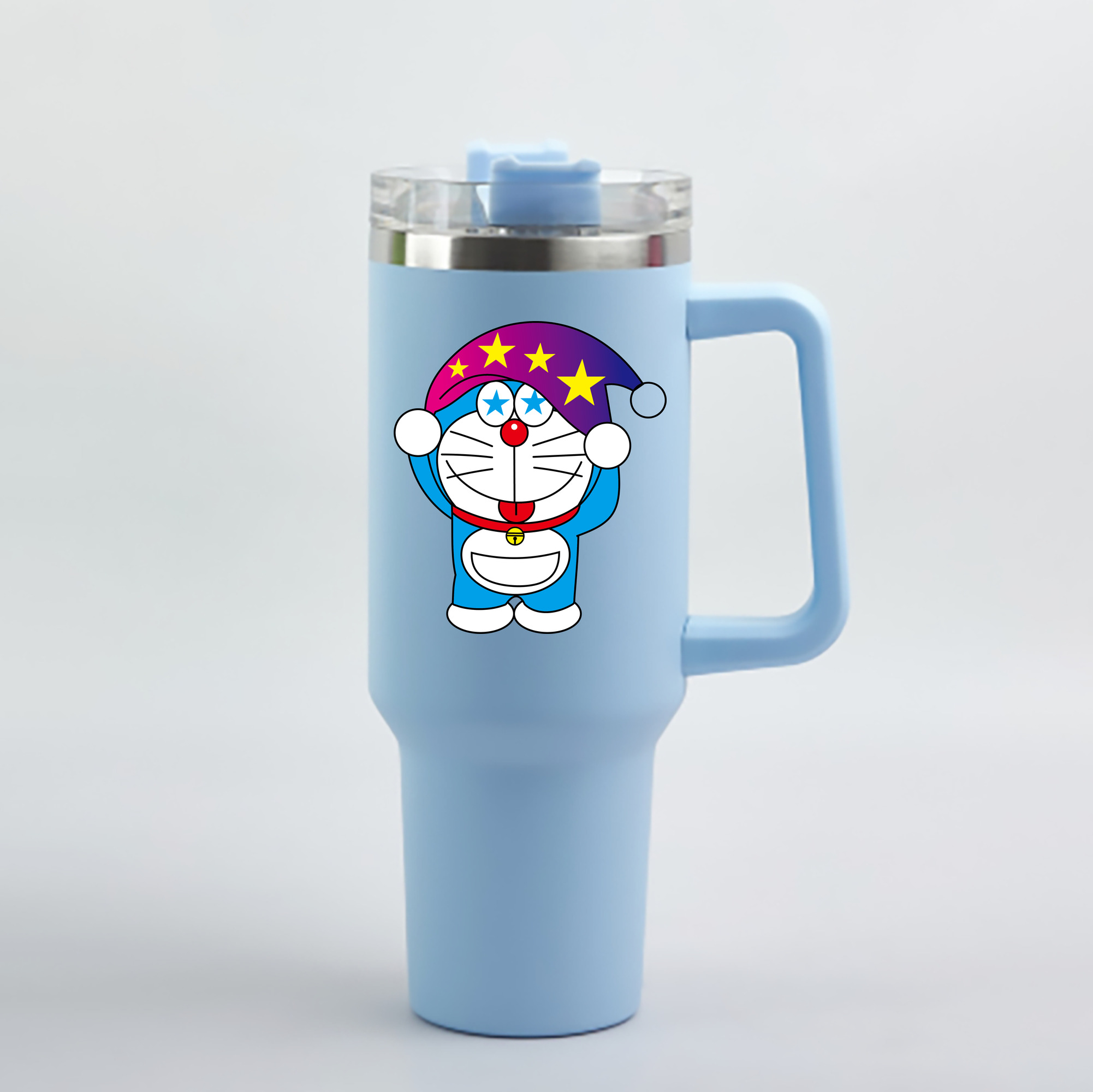 （画像用） ドラえもん Doraemon 1200mL車用タンブラー - クリスタルステッカー（プラスチックストロー付き）